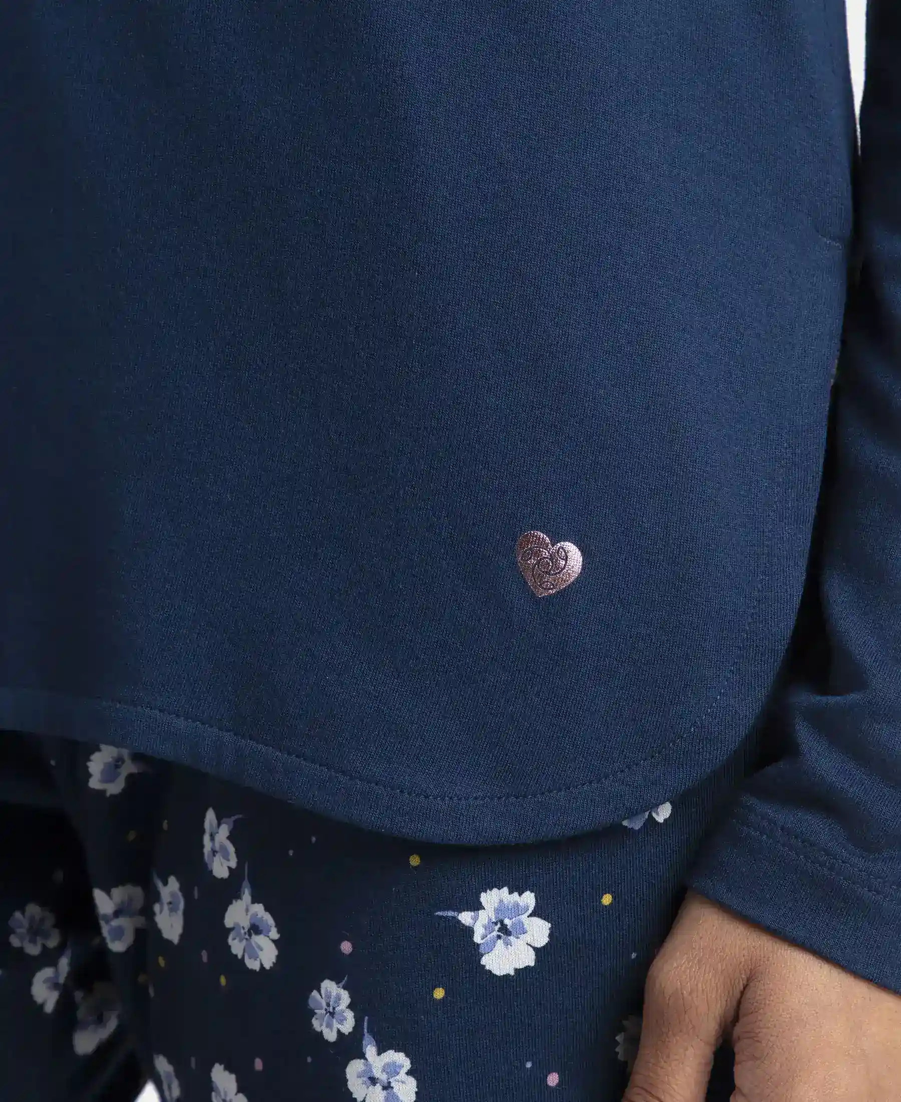 Micro Modal Cotton Relaxed Fit Solid Round Neck Full Sleeve T-Shirt with Curved Hem Styling - Pageant Blue - Image 8