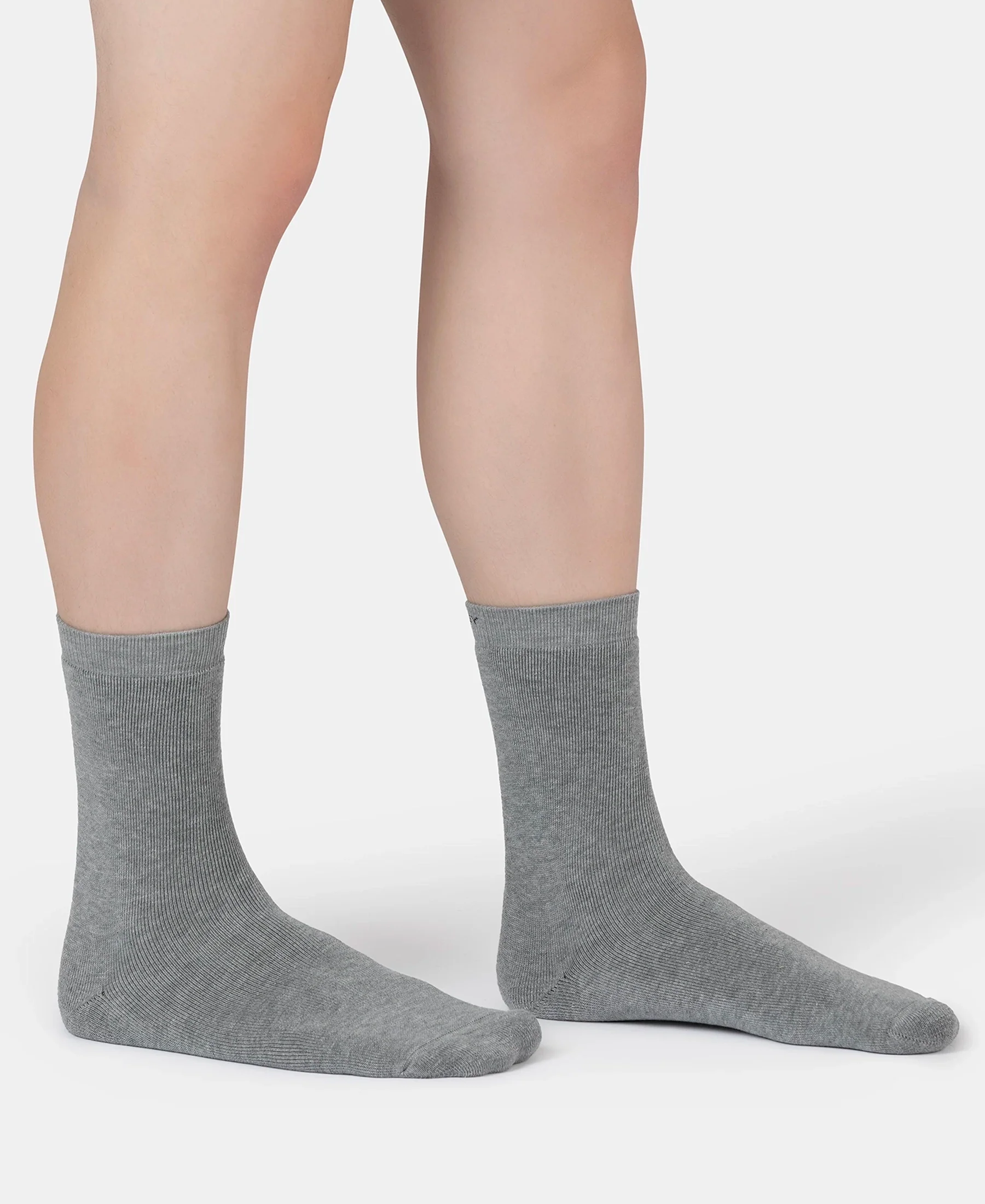Microfiber and Compact Cotton Stretch Crew Length Thermal Socks With StayWarm Technology - Mid Grey Melange - Image 3