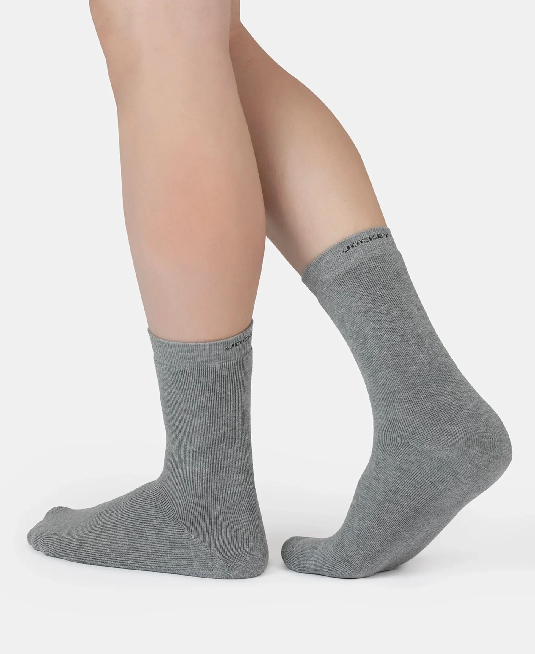 Microfiber and Compact Cotton Stretch Crew Length Thermal Socks With StayWarm Technology - Mid Grey Melange - Image 4