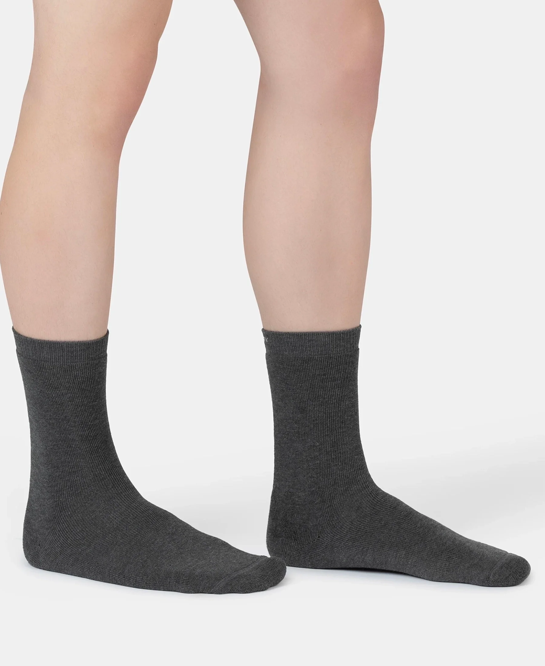 Microfiber and Compact Cotton Stretch Crew Length Thermal Socks With StayWarm Technology - Charcoal Melange - Image 3
