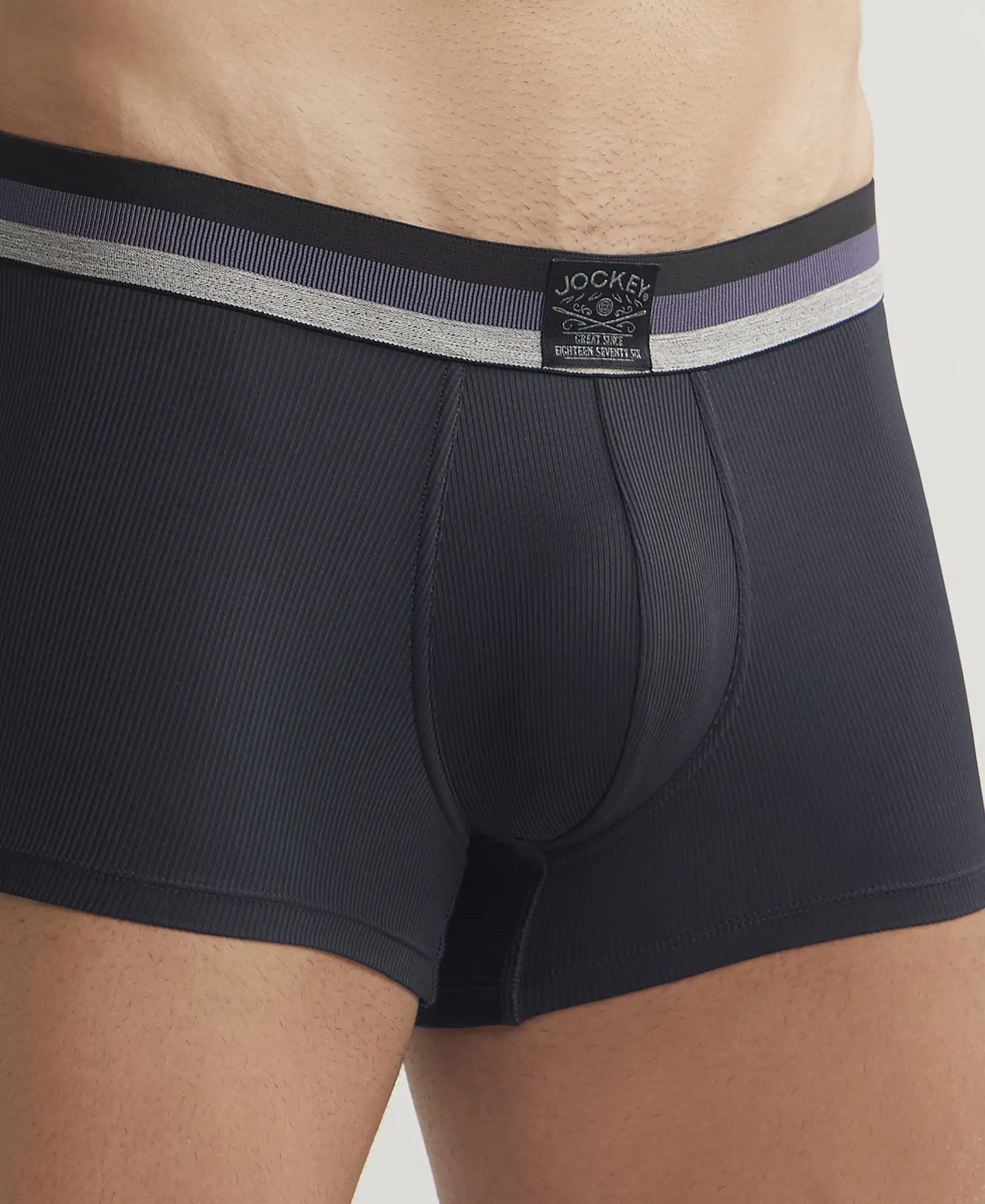 Microfiber Elastane Stretch Rib Solid Trunk with StayDry Treatment - Black - Image 6