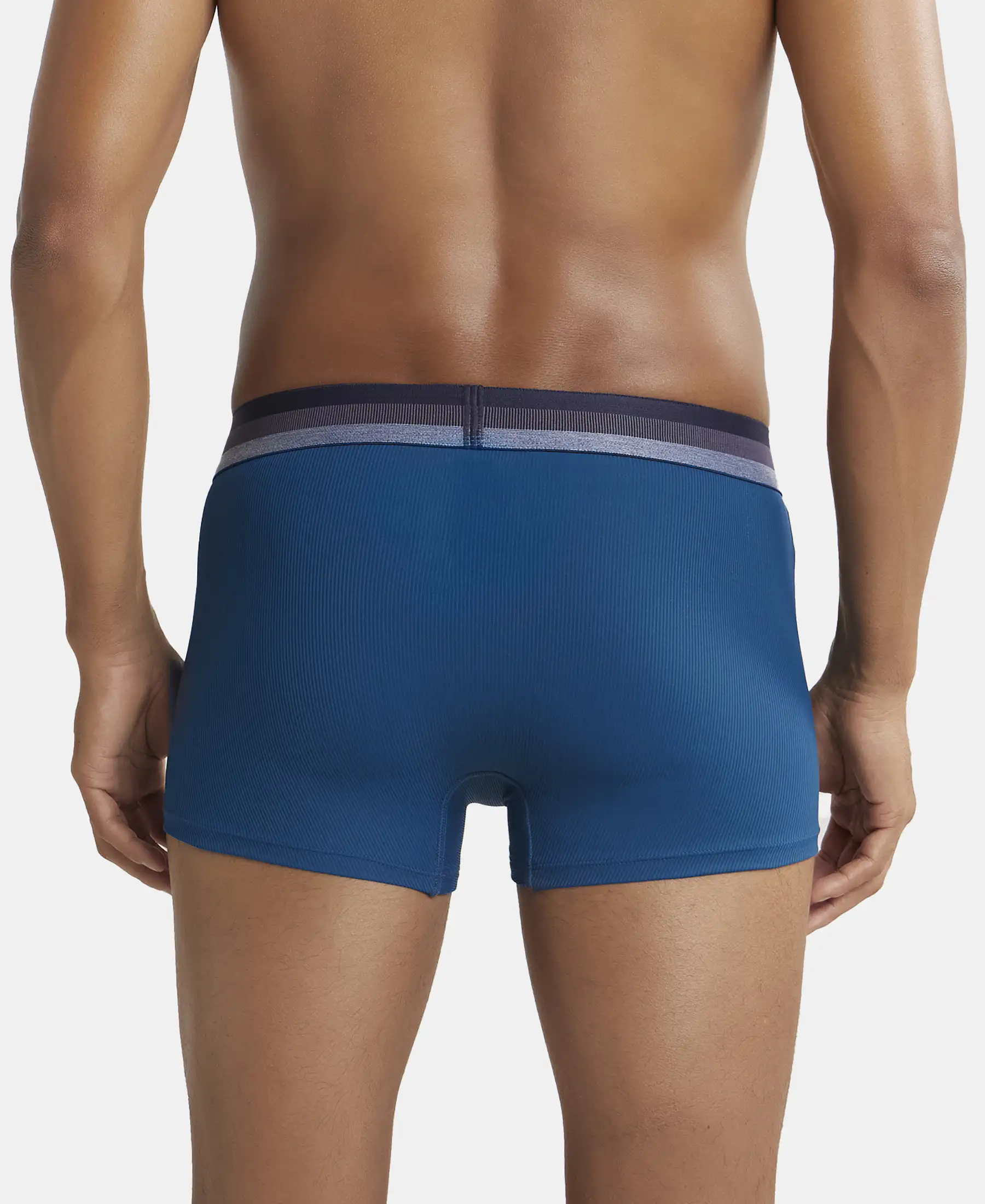 Microfiber Elastane Stretch Rib Solid Trunk with StayDry Treatment - Poseidon - Image 3