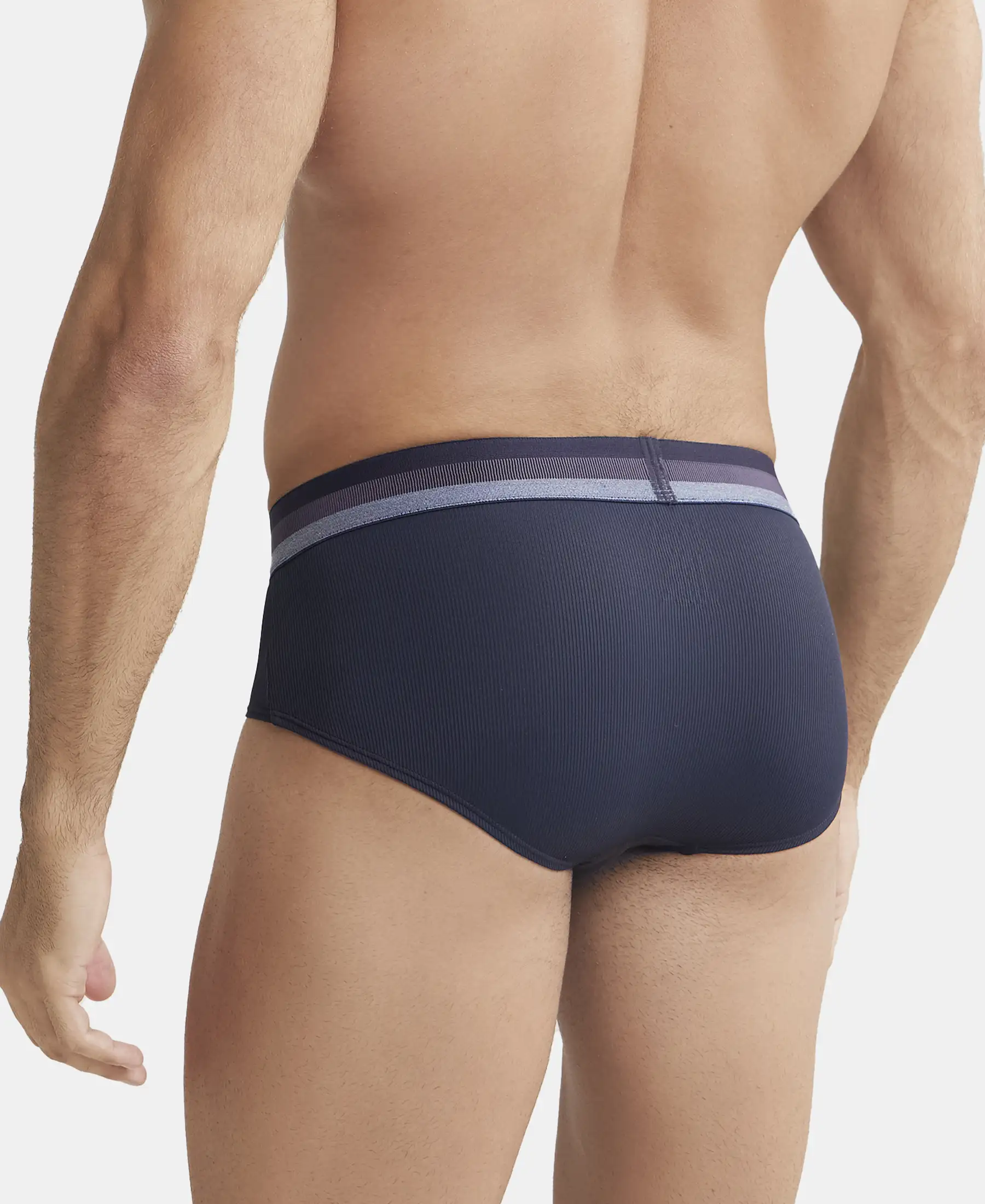 Microfiber Elastane Stretch Solid Brief with StayDry Treatment - Midnight Navy - Image 3