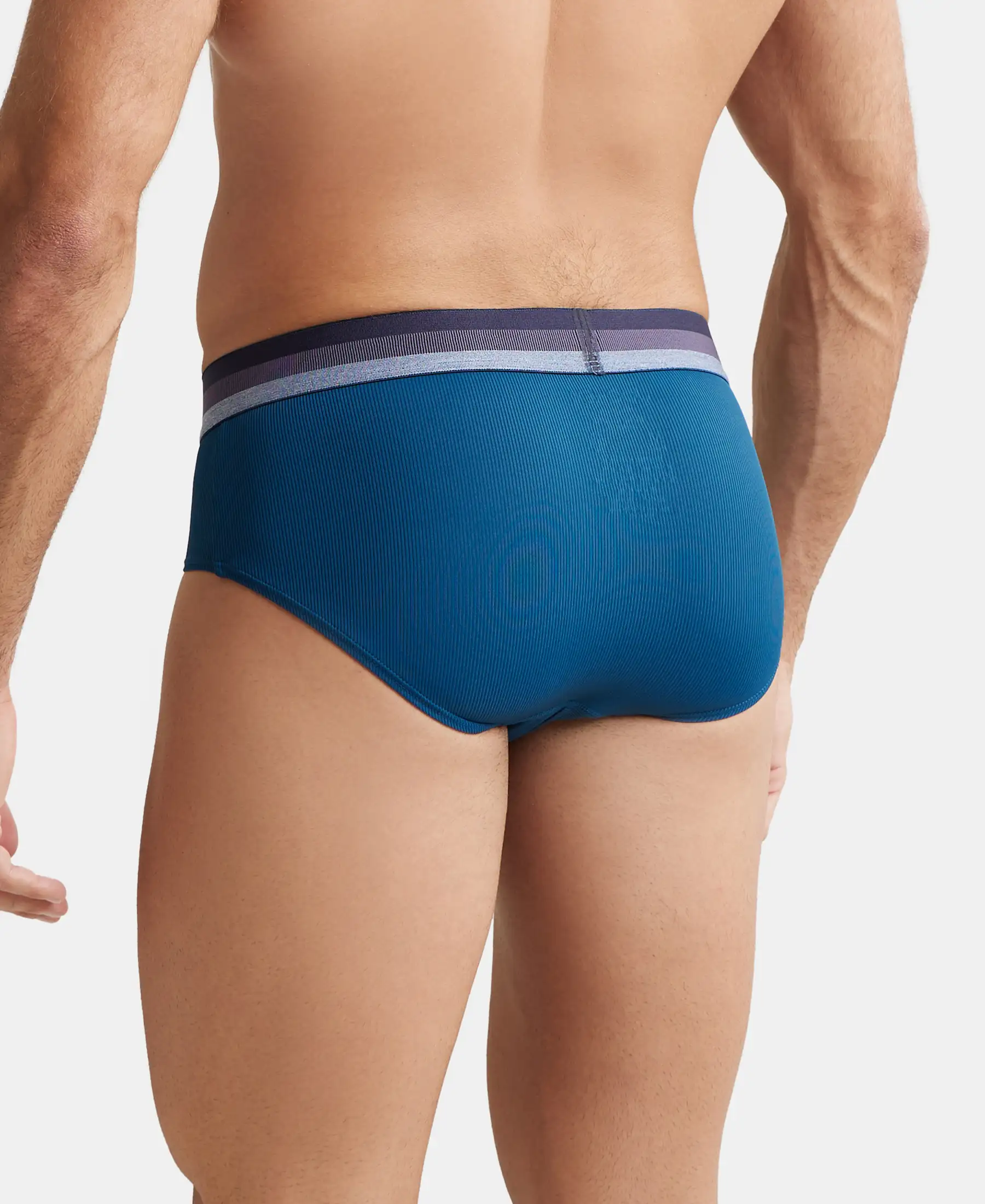 Microfiber Elastane Stretch Solid Brief with StayDry Treatment - Poseidon - Image 3