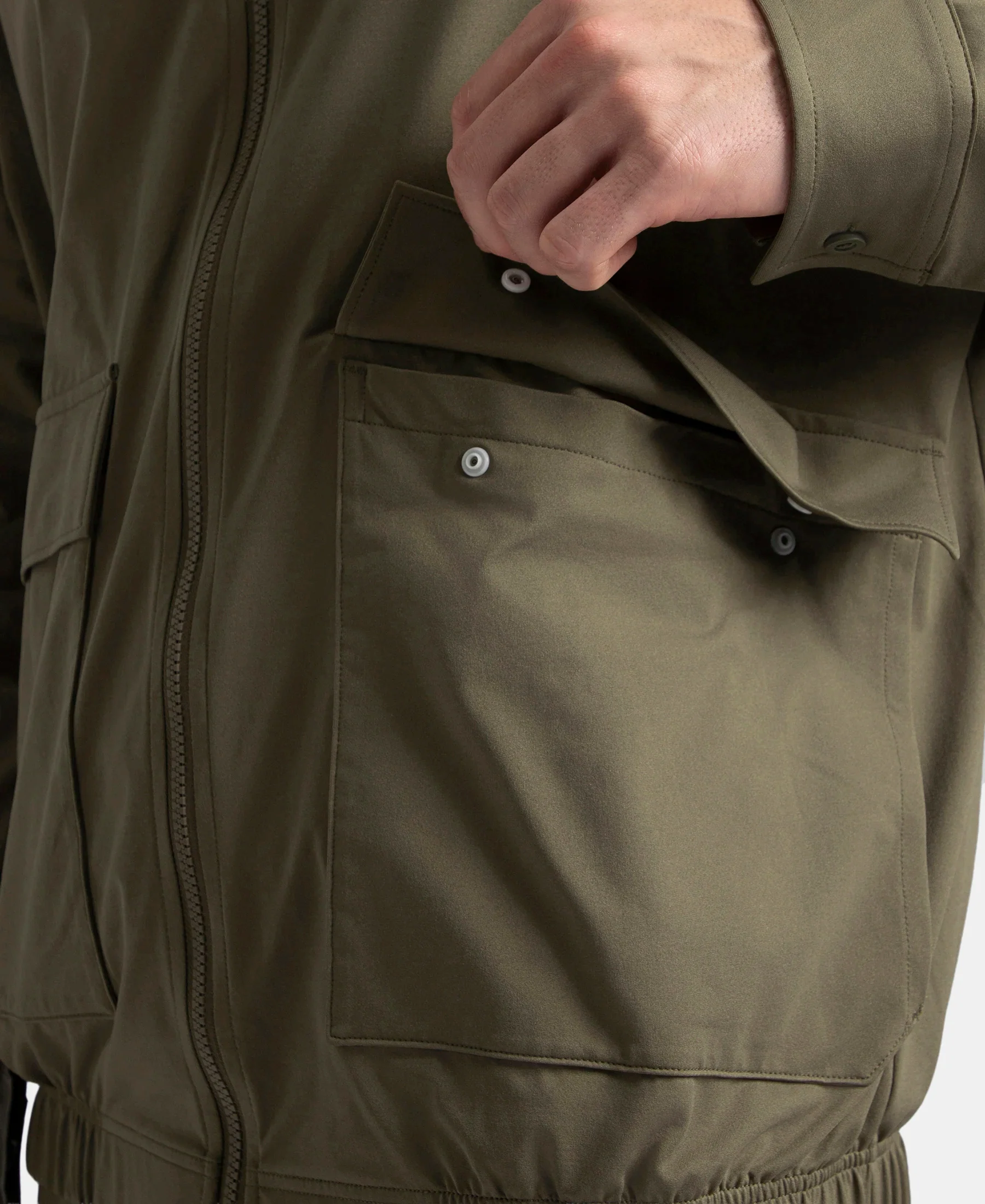 Microfiber Fabric 4 Pocket Full Zip Closure Shacket - Green - Image 10