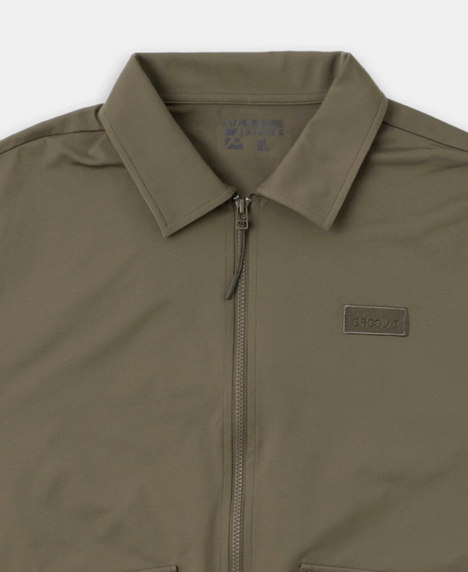 Microfiber Fabric 4 Pocket Full Zip Closure Shacket - Green - Image 12