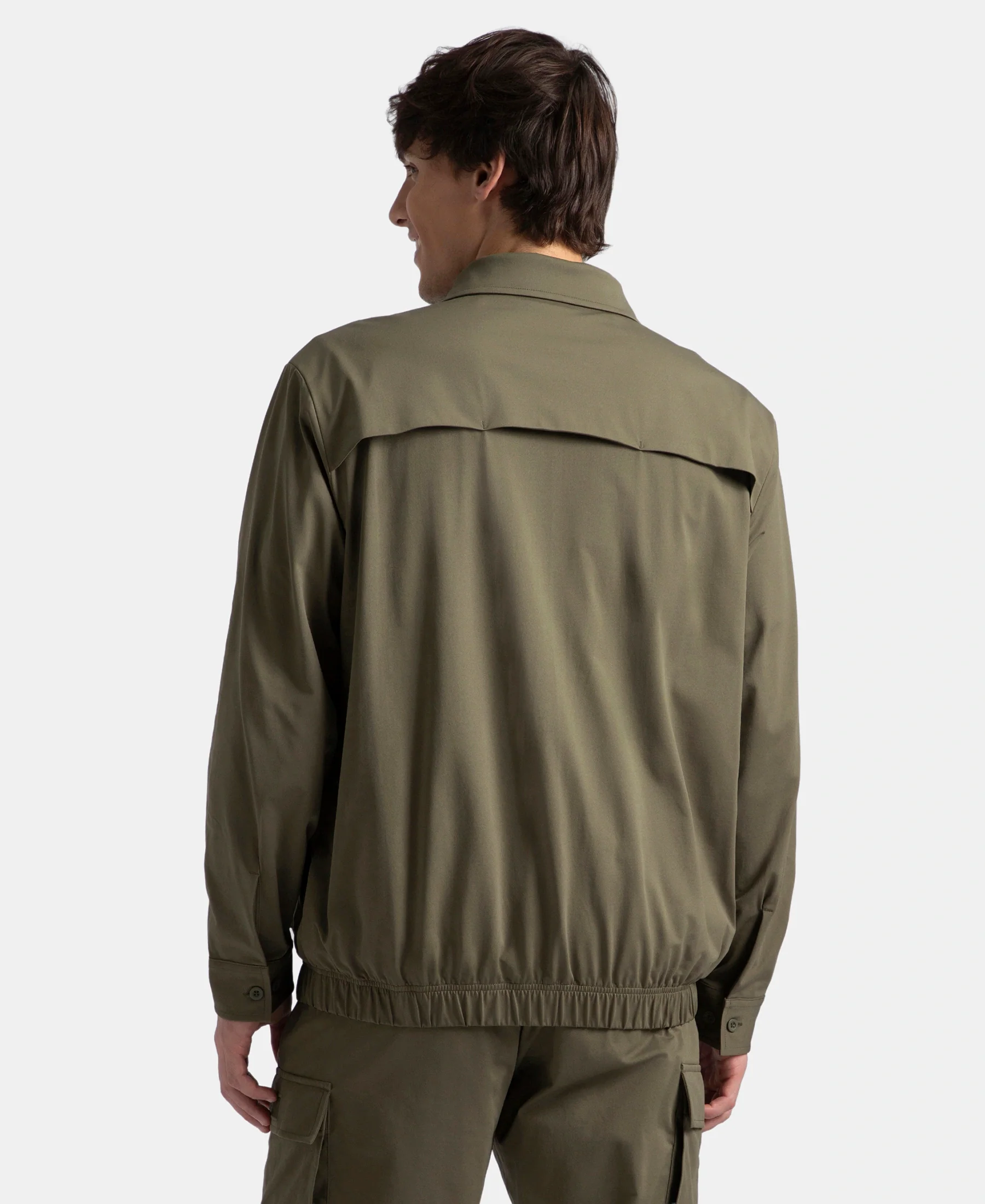 Microfiber Fabric 4 Pocket Full Zip Closure Shacket - Green - Image 3