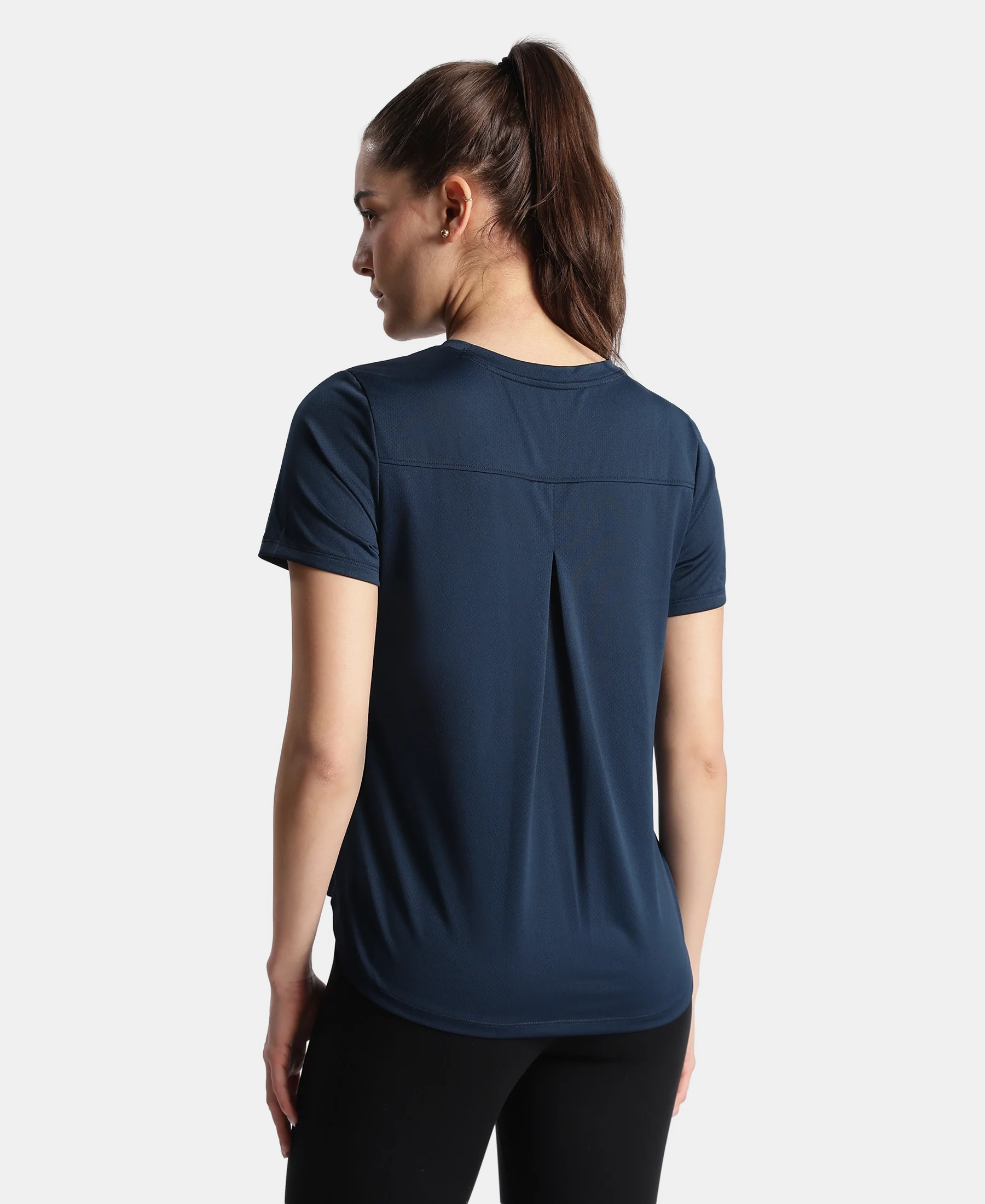 Microfiber Fabric Regular Fit Half Sleeve Breathable Mesh T-Shirt - Cosmic Sapphire - Image 3