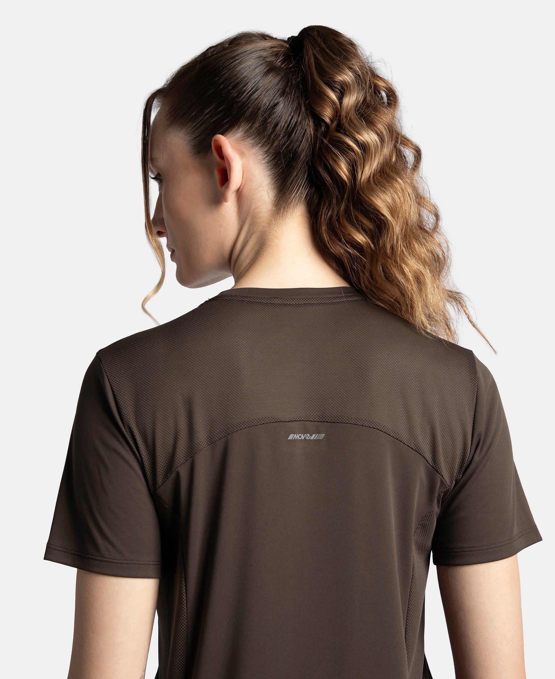 Microfiber Fabric Regular Fit Half Sleeve Breathable Mesh T-Shirt with Curved Hem Styling - Coffee - Image 6