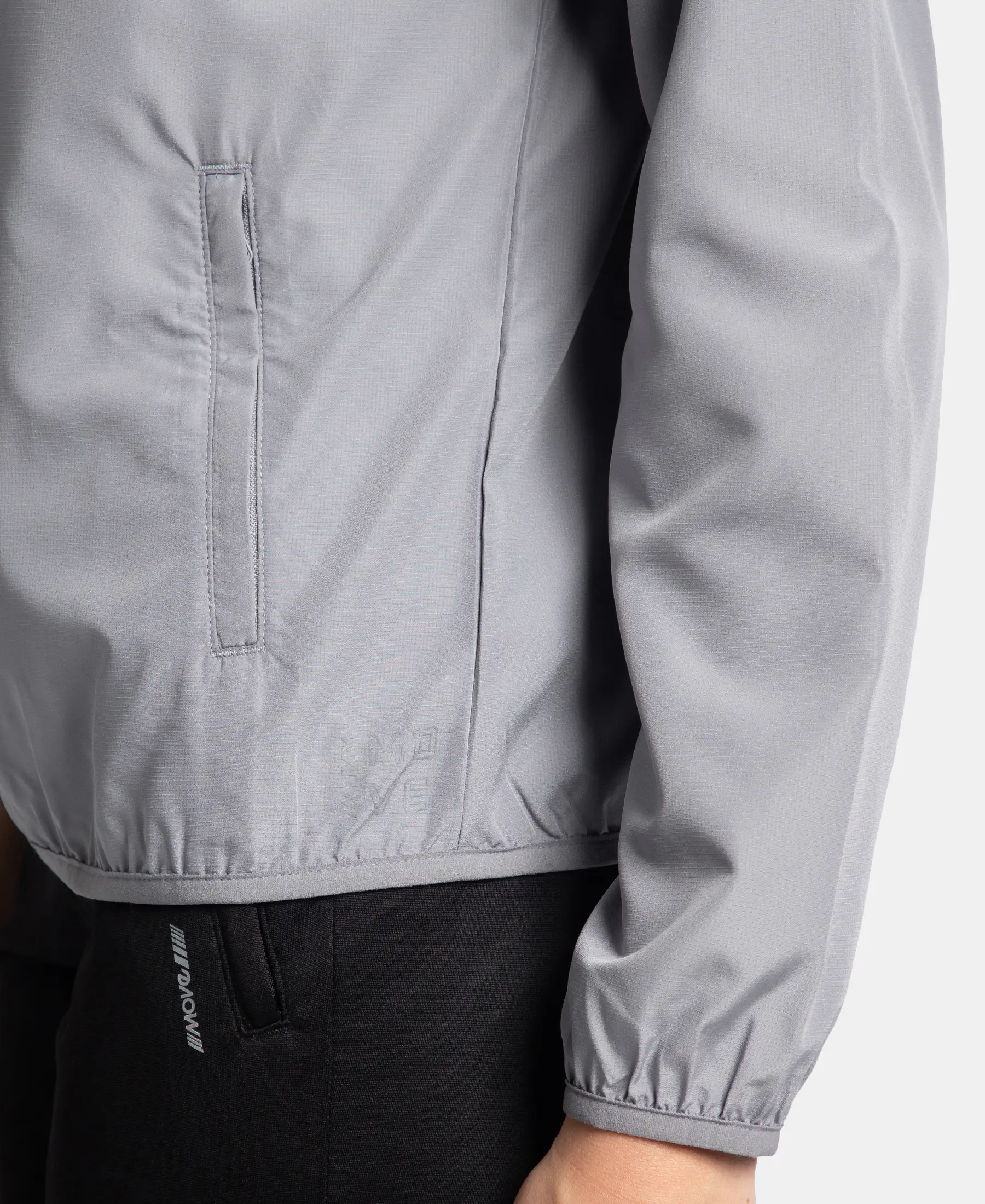 Microfiber Fabric Relaxed Fit Raglan Styled Water Resistant Hoodie Jacket - Grey - Image 10