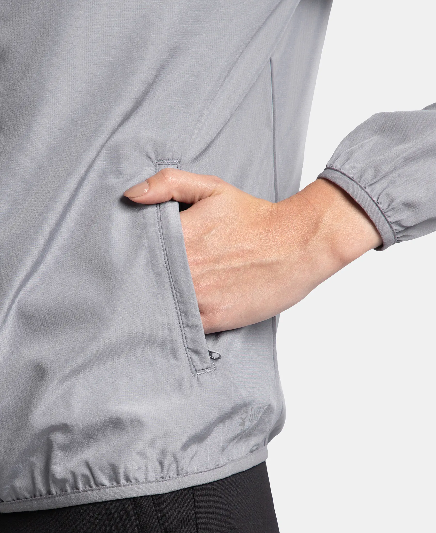 Microfiber Fabric Relaxed Fit Raglan Styled Water Resistant Hoodie Jacket - Grey - Image 9