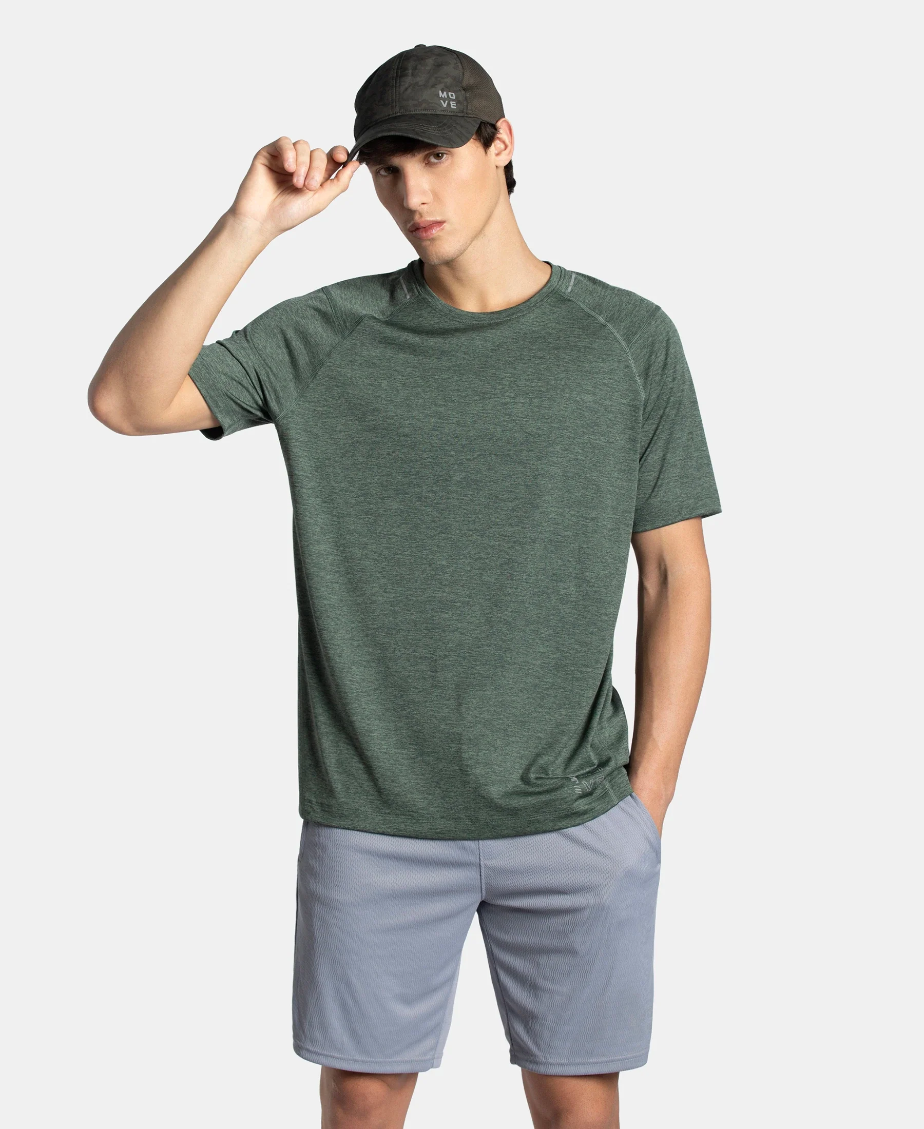 Microfiber Fabric Round Neck Half Sleeve T-Shirt with StayDry Tech - Duck Green Zebra - Image 5