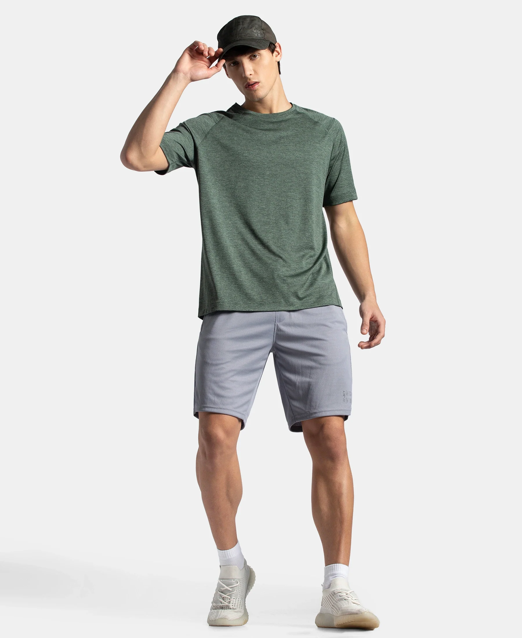 Microfiber Fabric Round Neck Half Sleeve T-Shirt with StayDry Tech - Duck Green Zebra - Image 6