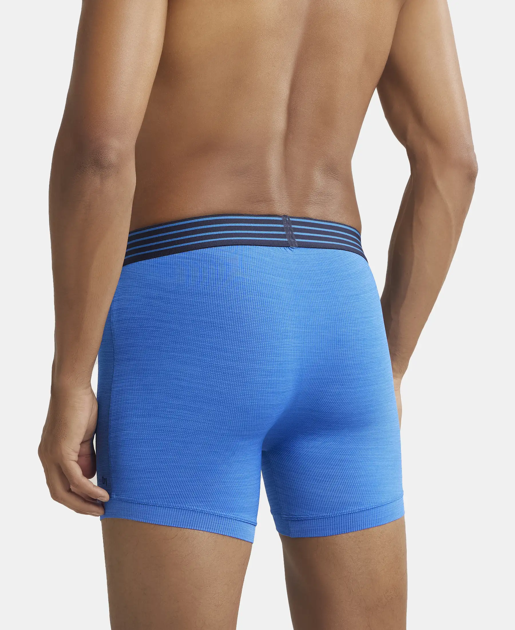 Microfiber Mesh Elastane Stretch Performance Boxer Brief with StayDry Technology - Move Blue - Image 3