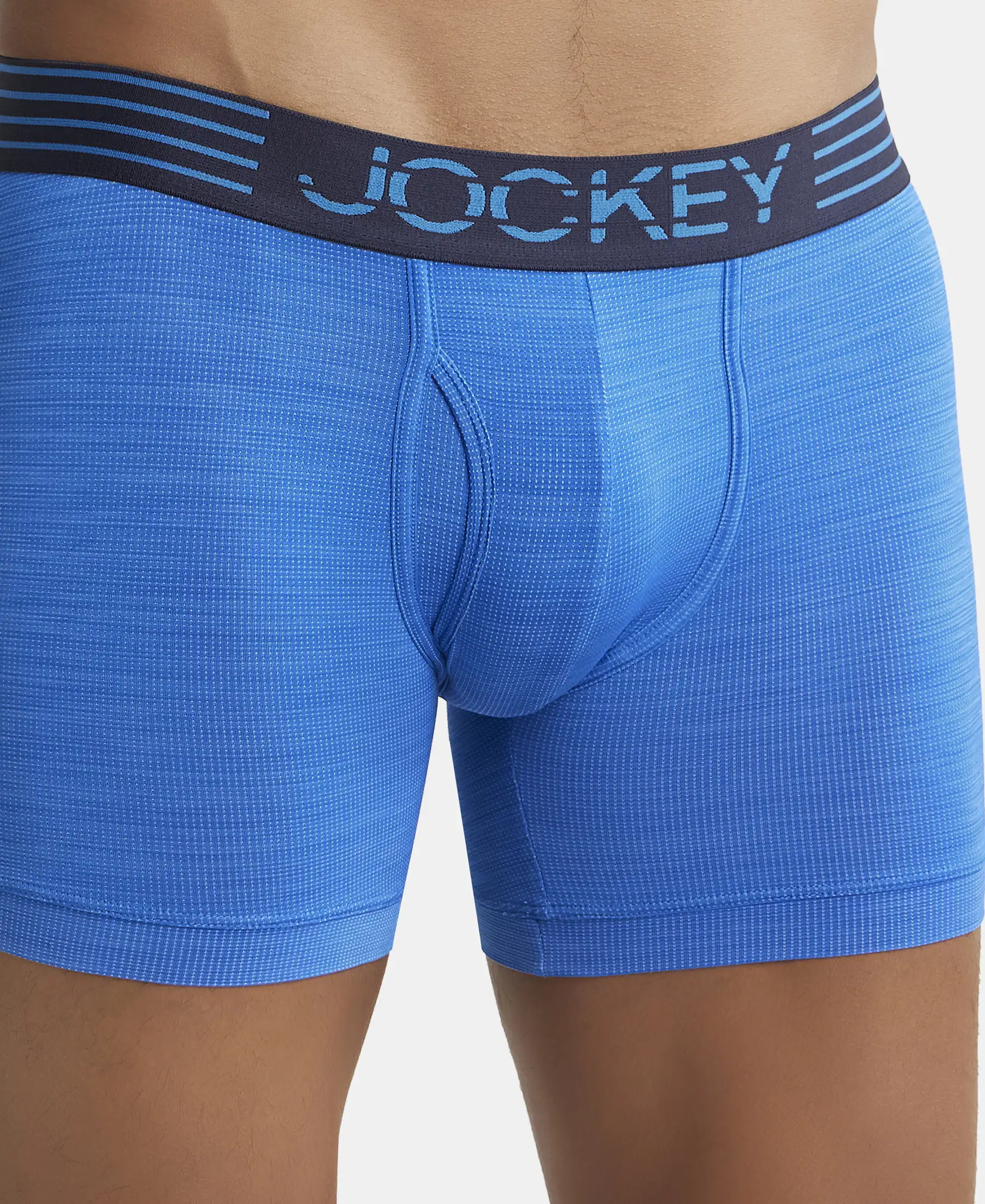 Microfiber Mesh Elastane Stretch Performance Boxer Brief with StayDry Technology - Move Blue - Image 6