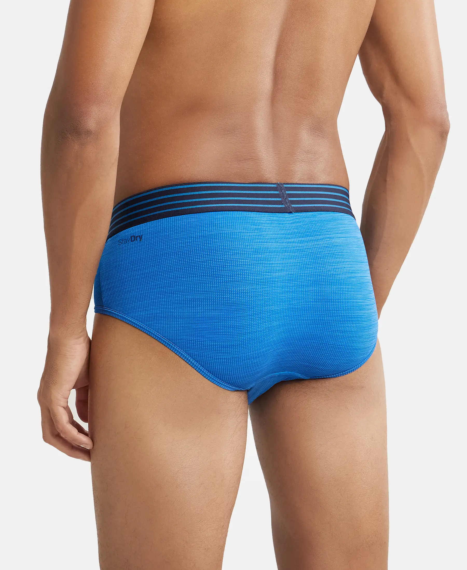 Microfiber Mesh Elastane Stretch Performance Brief with StayDry Technology - Move Blue - Image 3