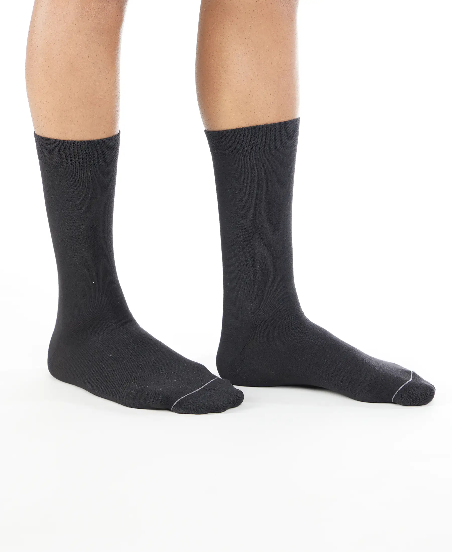 Modal Cotton Elastane Stretch Crew Length Socks with StayFresh Treatment - Black - Image 3