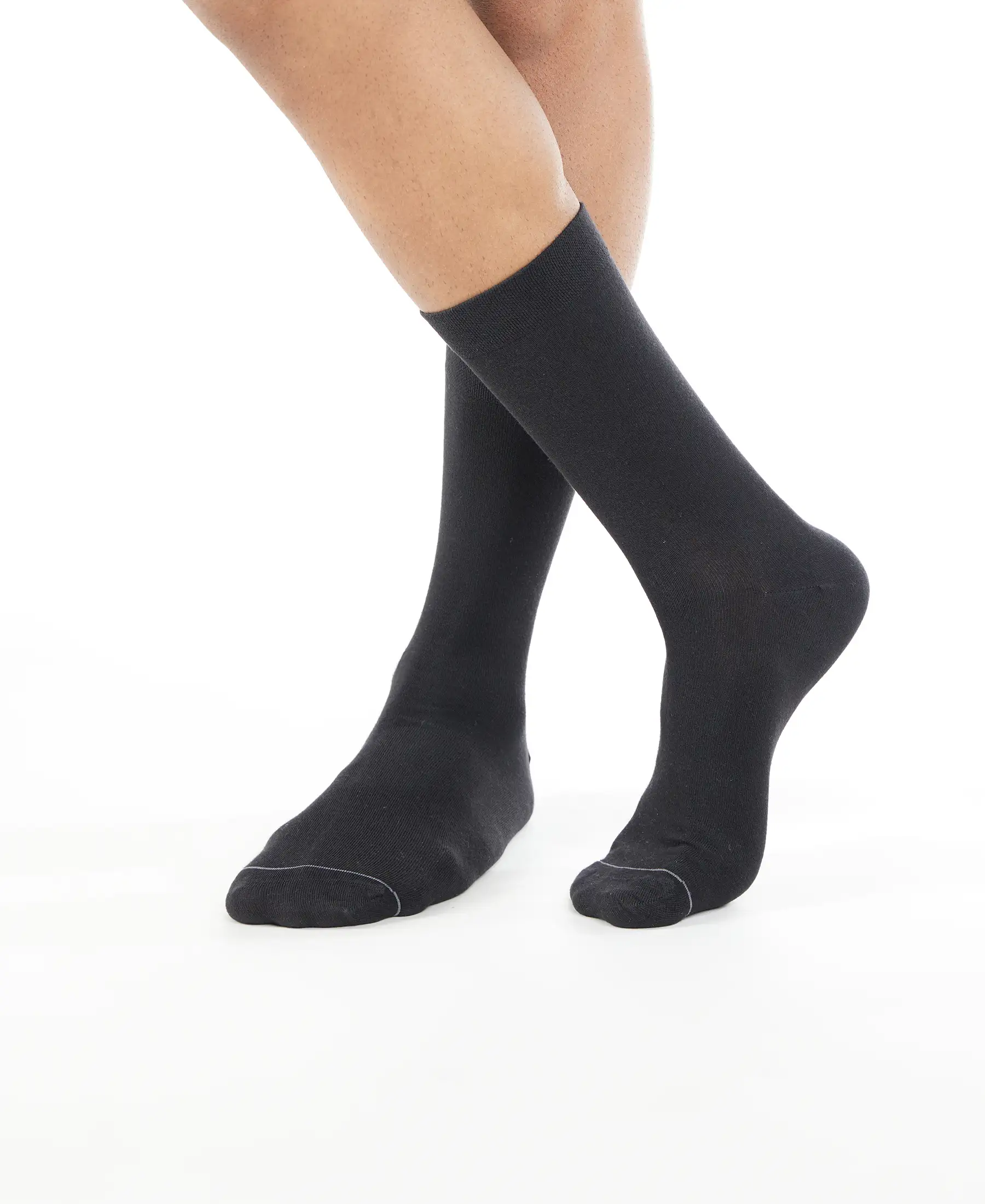 Modal Cotton Elastane Stretch Crew Length Socks with StayFresh Treatment - Black - Image 4