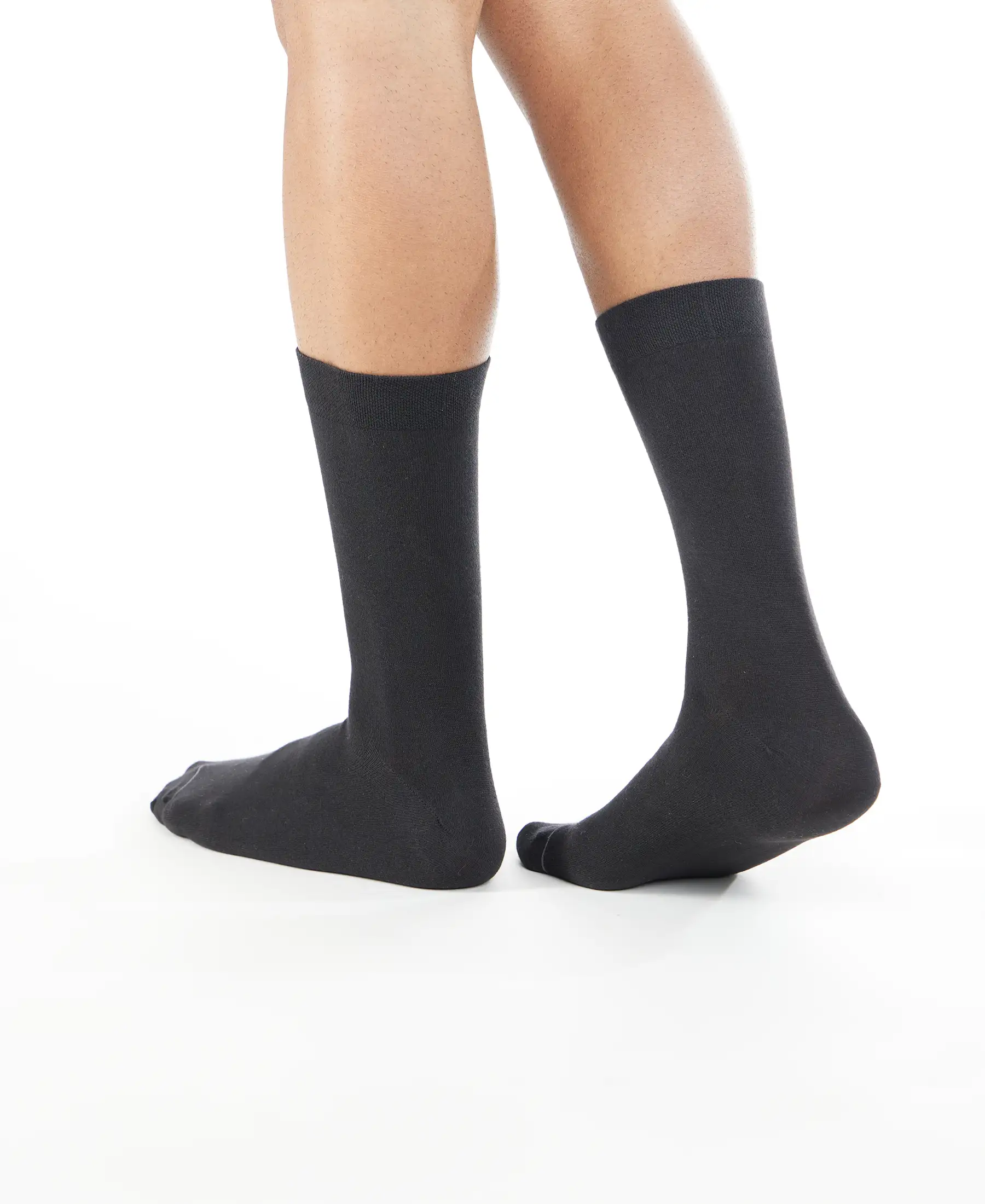 Modal Cotton Elastane Stretch Crew Length Socks with StayFresh Treatment - Black - Image 6