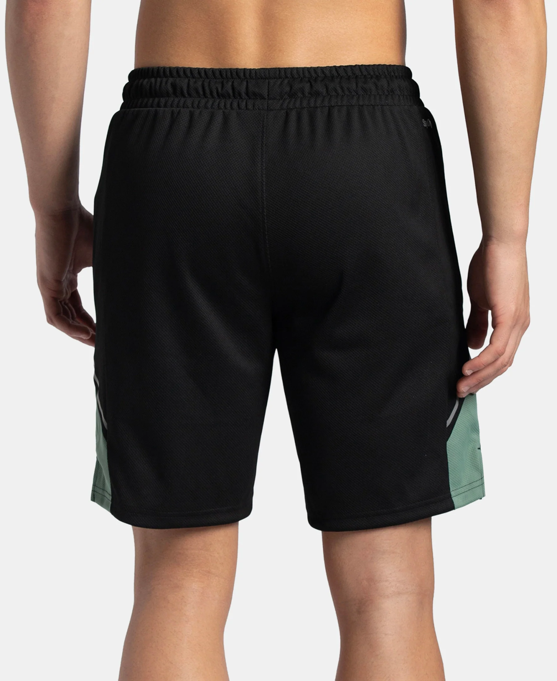 Recycled Microfiber Straight Fit Shorts with StayFresh Treatment - Black & Green - Image 3