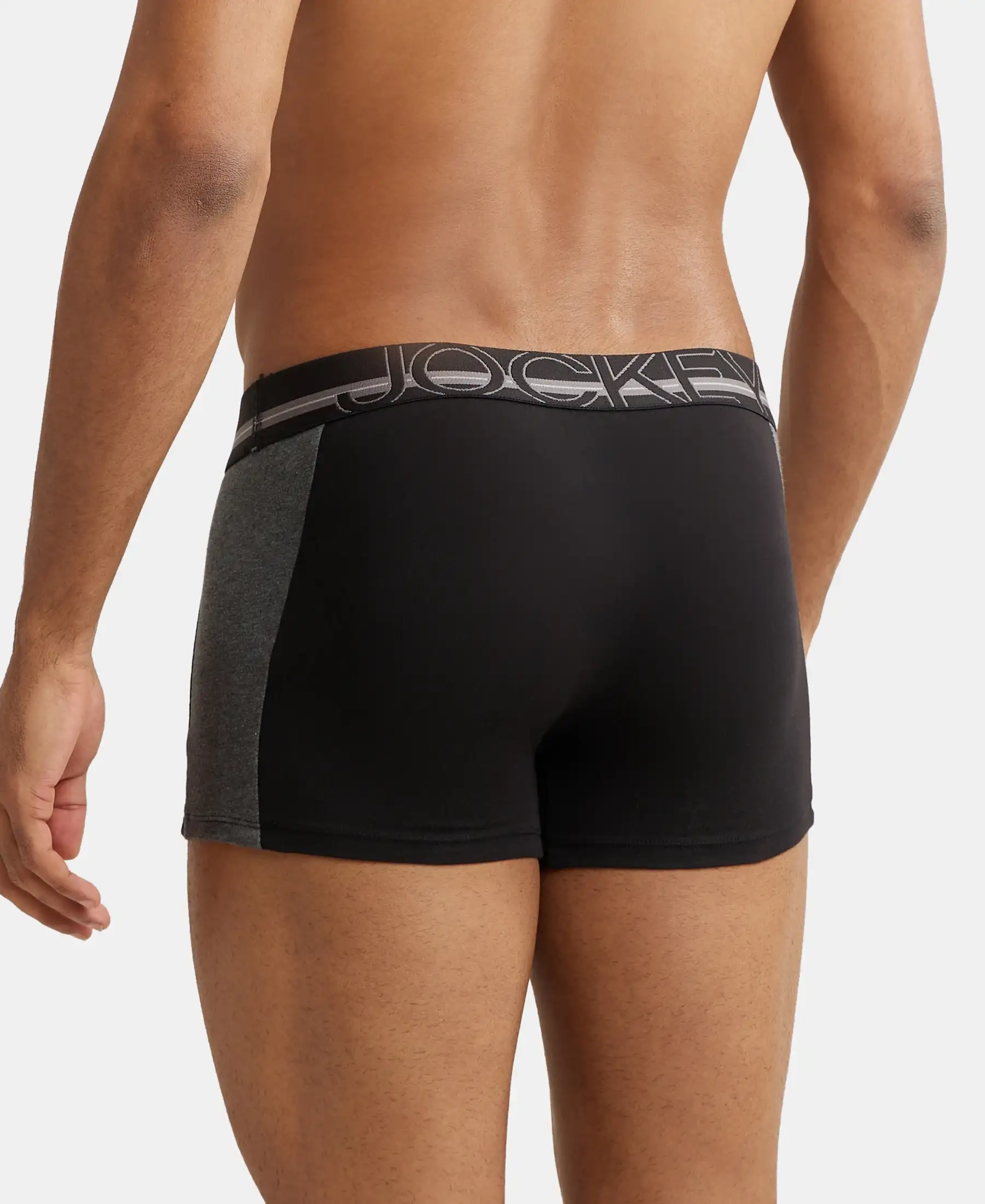 Super Combed Cotton Elastane Stretch Solid Trunk with Ultrasoft Waistband - Black - Image 3