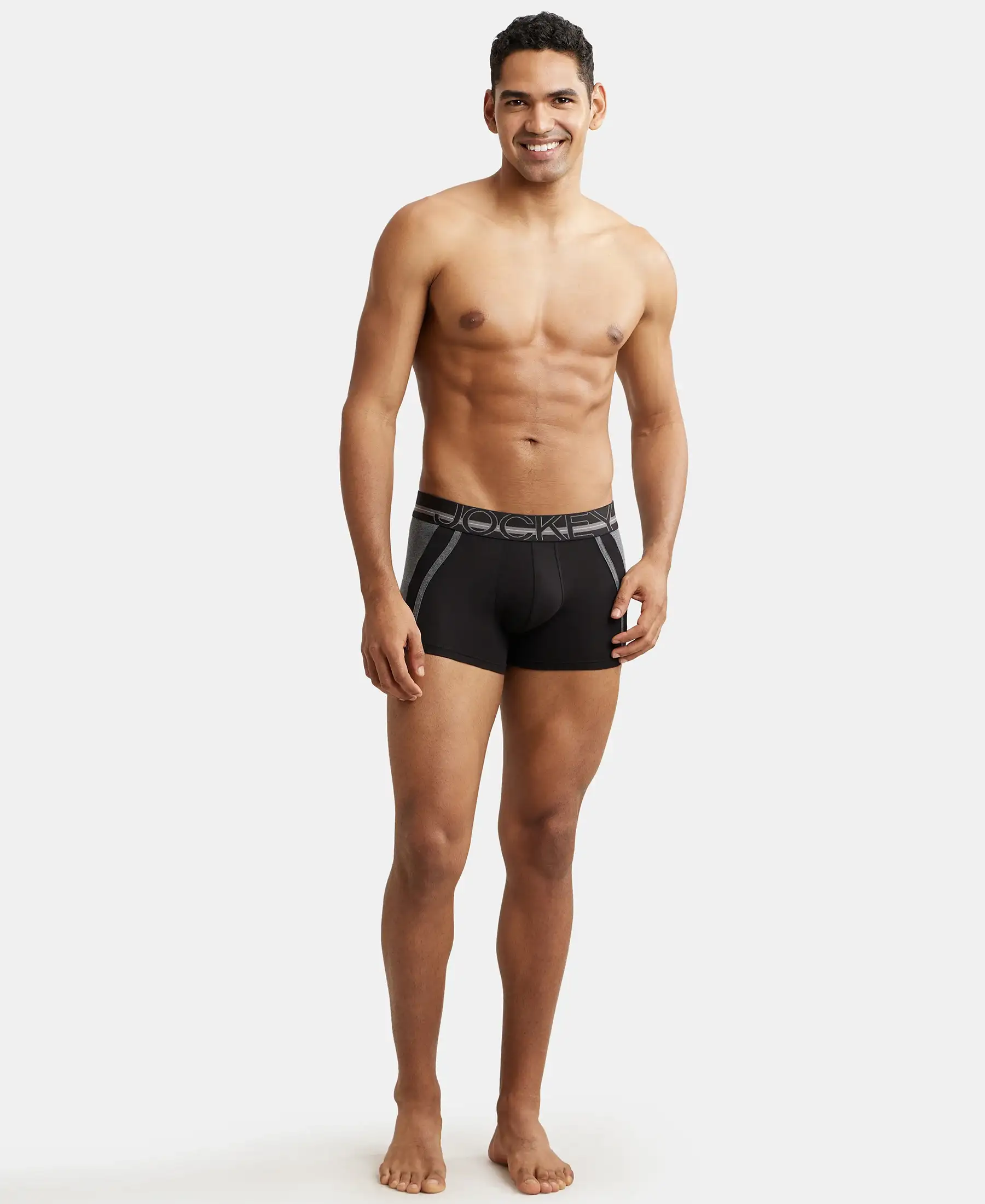 Super Combed Cotton Elastane Stretch Solid Trunk with Ultrasoft Waistband - Black - Image 4