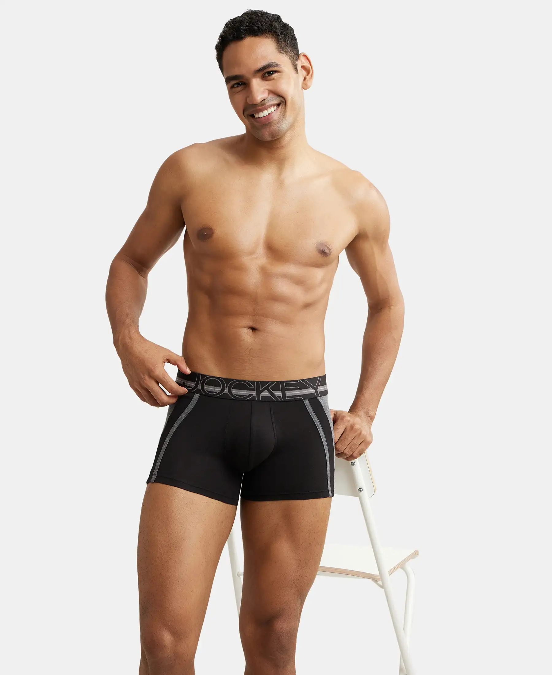 Super Combed Cotton Elastane Stretch Solid Trunk with Ultrasoft Waistband - Black - Image 5