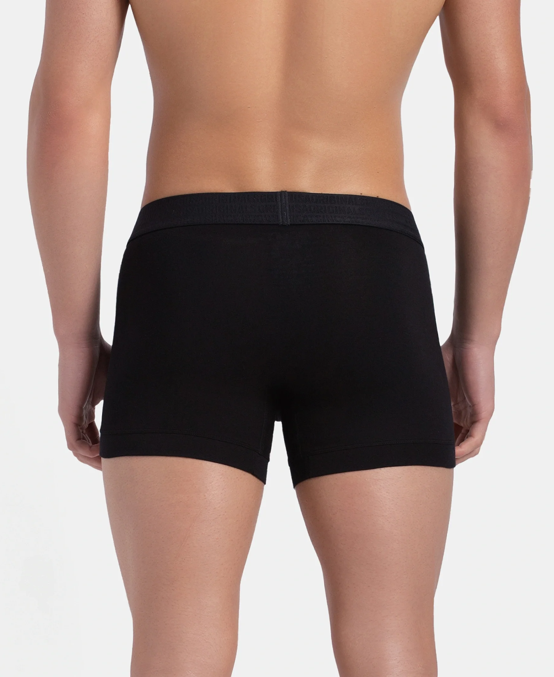 Super Combed Cotton Elastane Stretch Solid Trunk with Ultrasoft Waistband - Black - Image 3