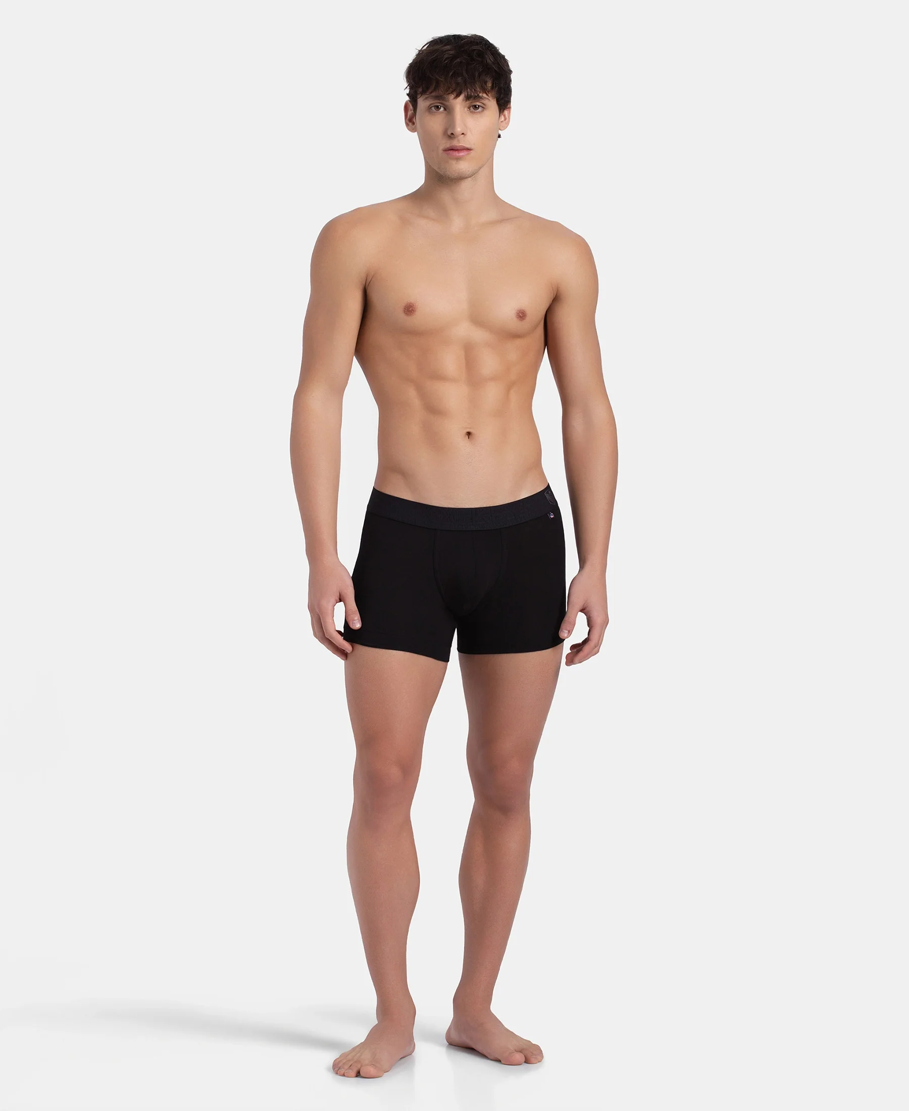 Super Combed Cotton Elastane Stretch Solid Trunk with Ultrasoft Waistband - Black - Image 4