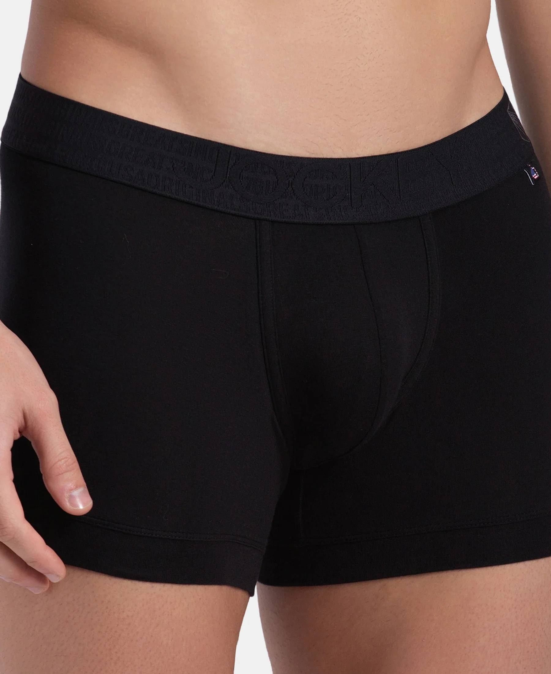 Super Combed Cotton Elastane Stretch Solid Trunk with Ultrasoft Waistband - Black - Image 7