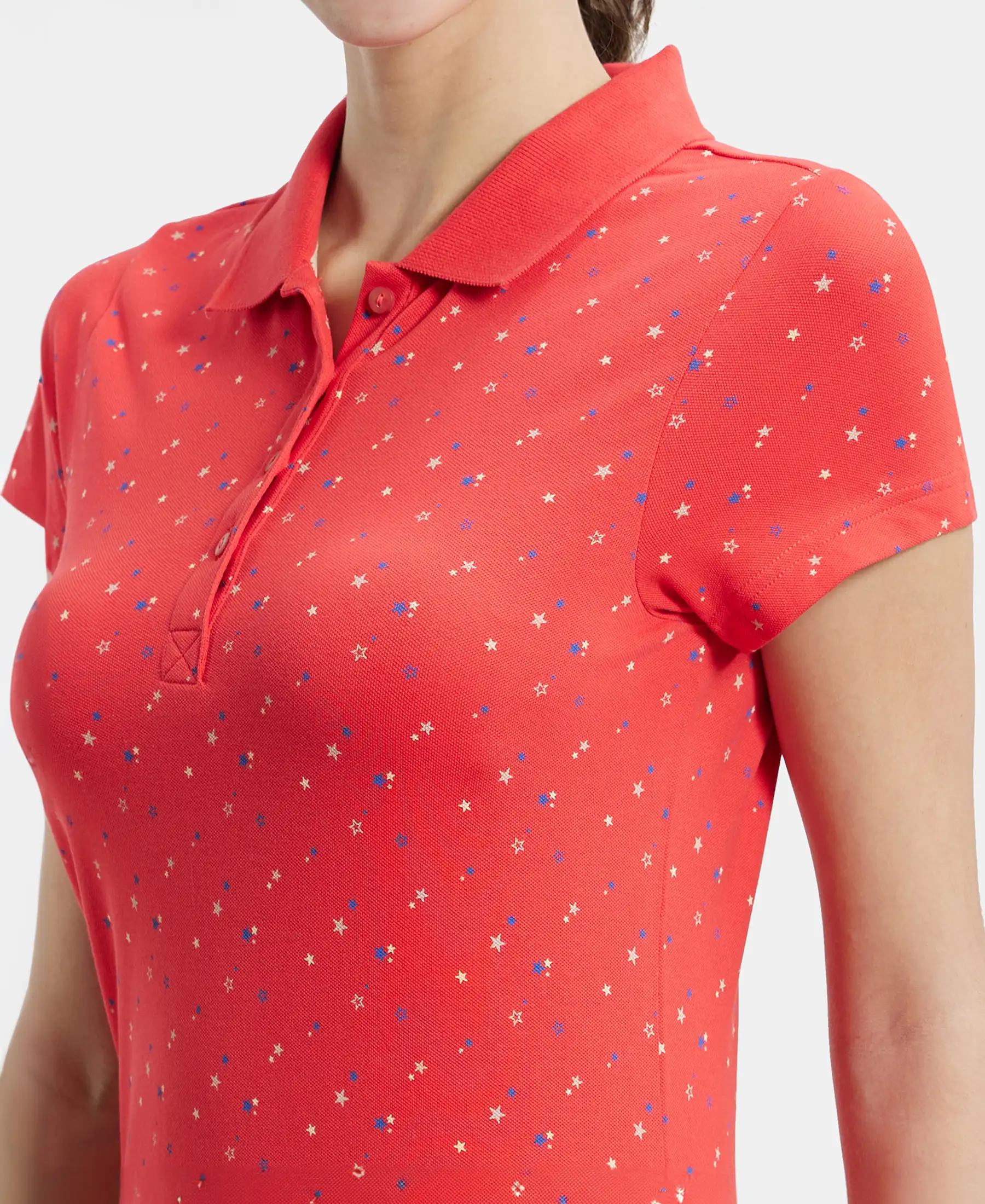 Super Combed Cotton Elastane Stretch Pique Fabric Regular Fit Printed Half Sleeve Polo T-Shirt - Hibiscus Assorted Prints - Image 7