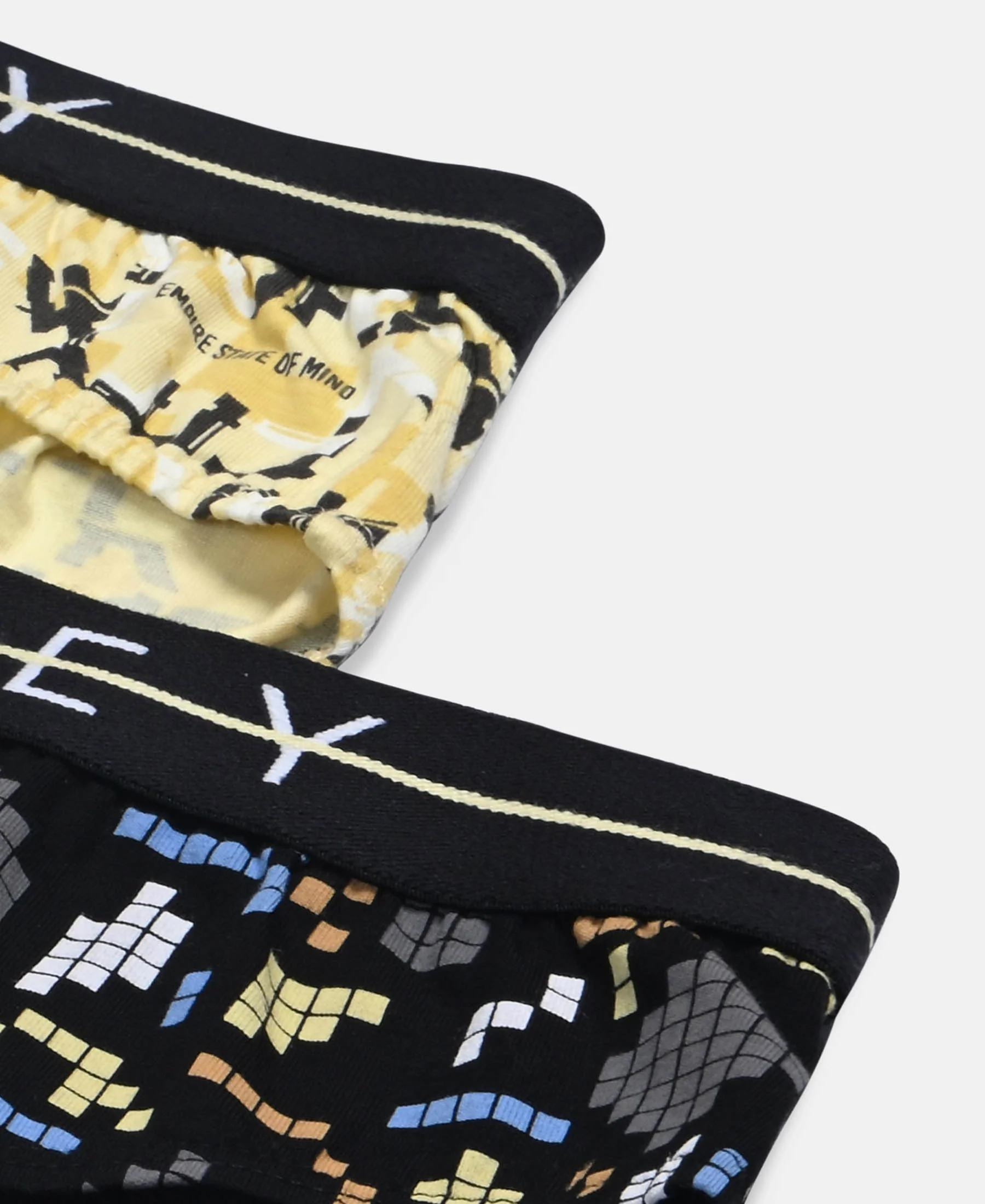 Super Combed Cotton Elastane Stretch Printed Brief with Ultrasoft Waistband - Black & Mellow Yellow (Pack of 2) - Image 4