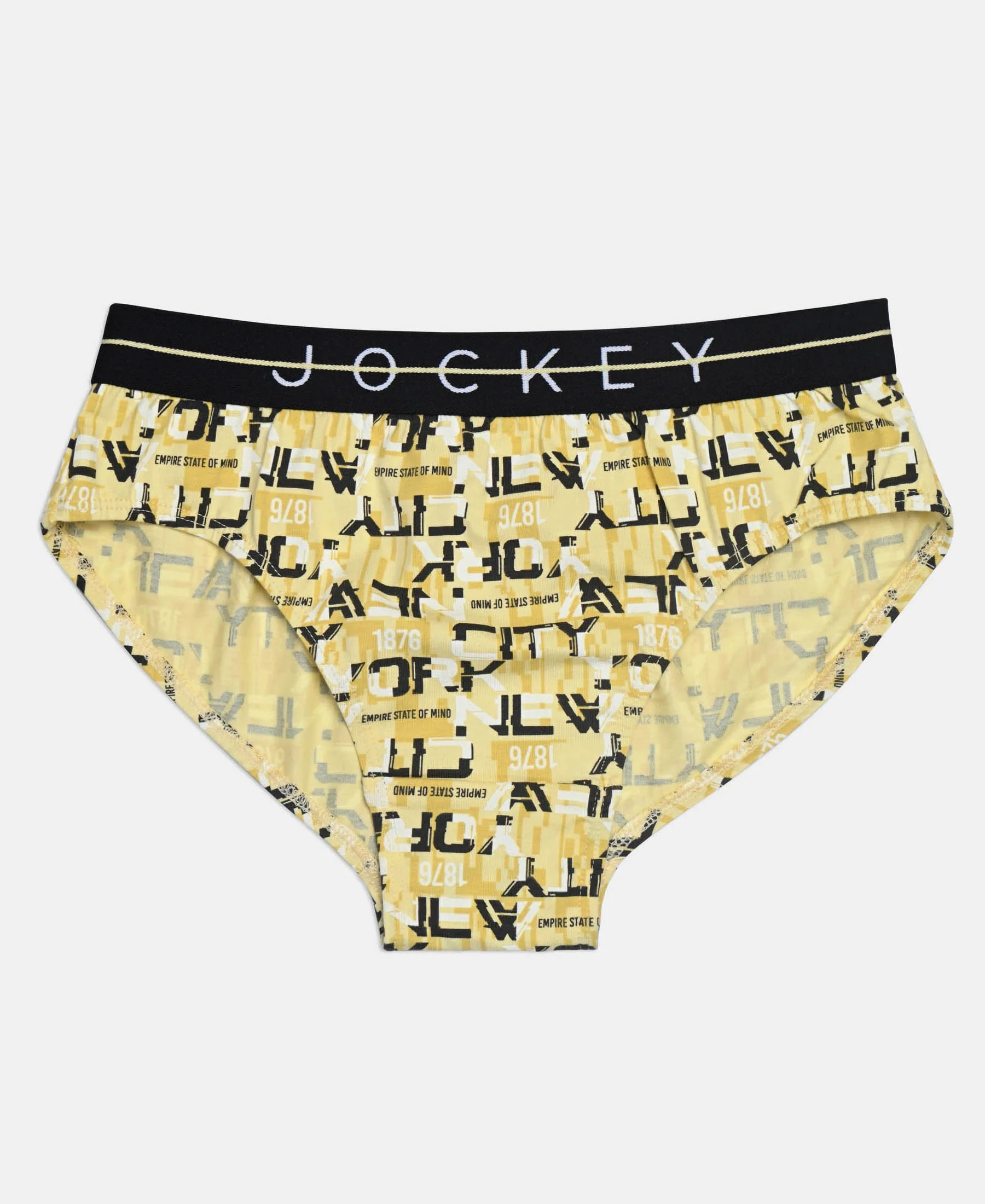 Super Combed Cotton Elastane Stretch Printed Brief with Ultrasoft Waistband - Black & Mellow Yellow (Pack of 2) - Image 6
