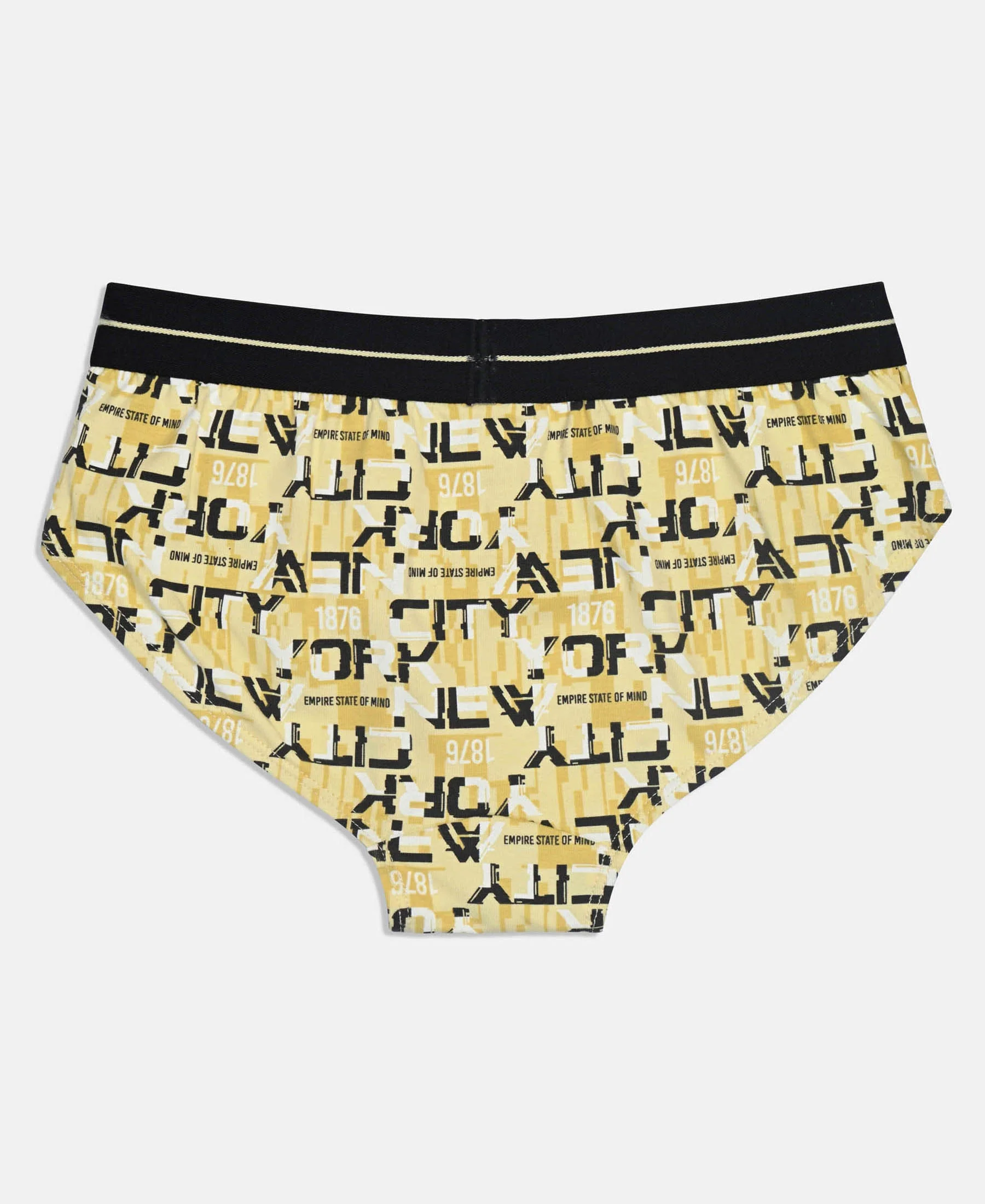 Super Combed Cotton Elastane Stretch Printed Brief with Ultrasoft Waistband - Black & Mellow Yellow (Pack of 2) - Image 7