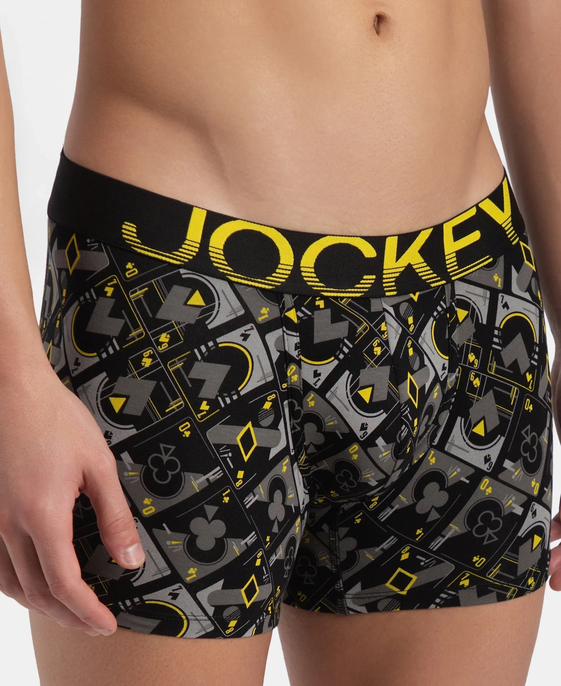 Super Combed Cotton Elastane Stretch Printed Trunk with Ultrasoft Waistband - Black Empire Yellow - Image 7