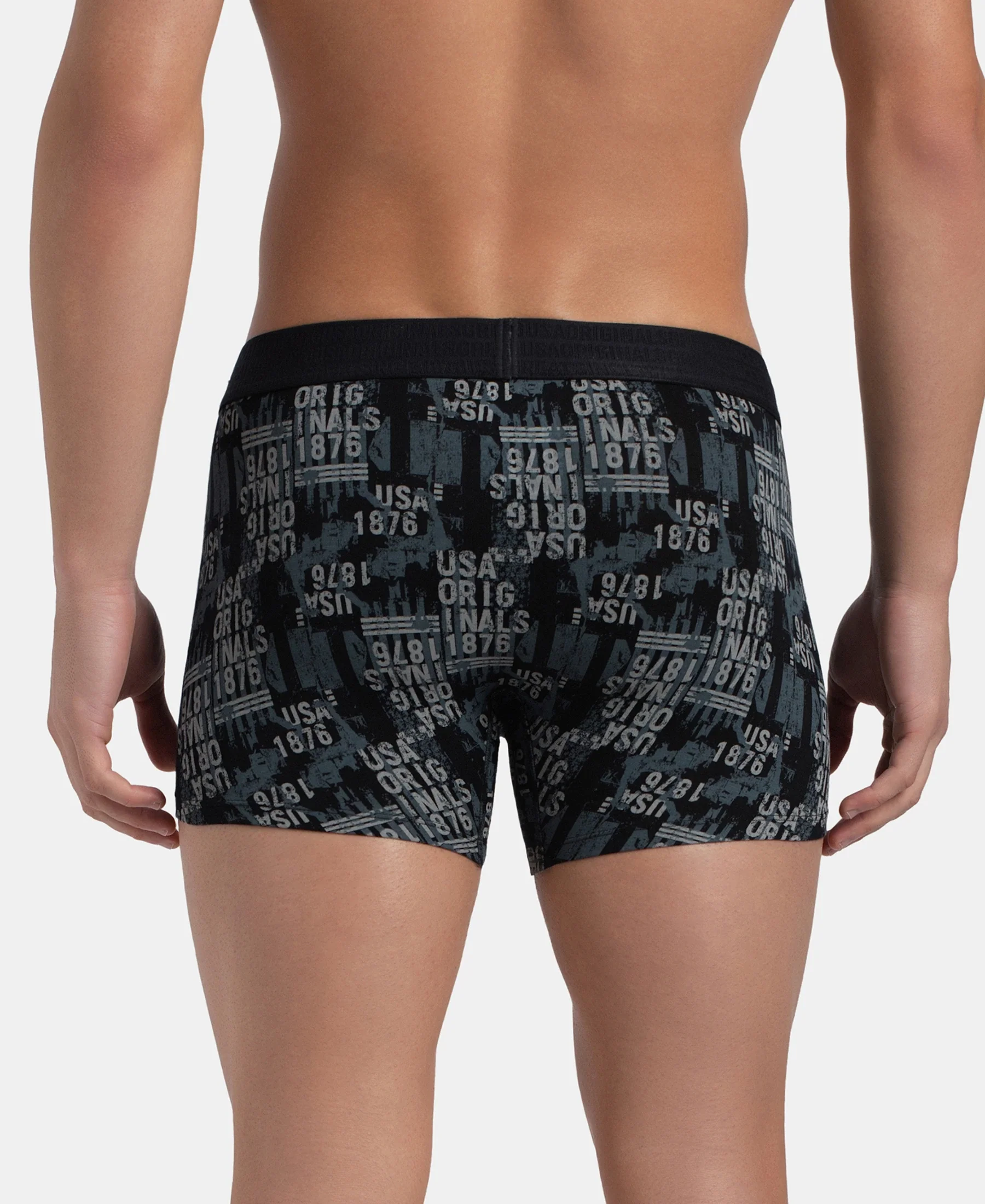 Super Combed Cotton Elastane Stretch Printed Trunk with Ultrasoft Waistband - Black - Image 3