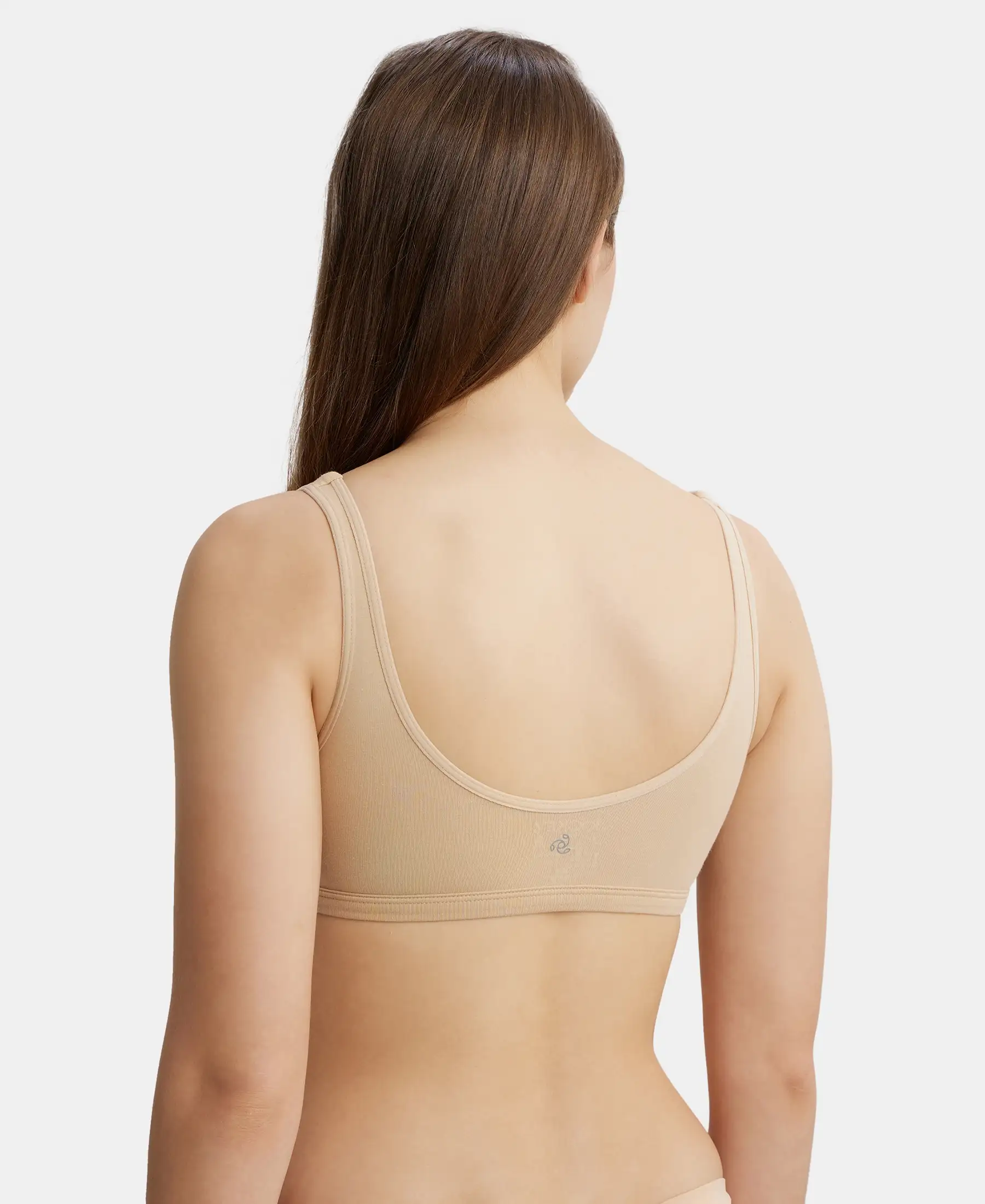 Super Combed Cotton Elastane Stretch Slip On Lounge Bra With StayFresh Treatment - Light Skin - Image 3