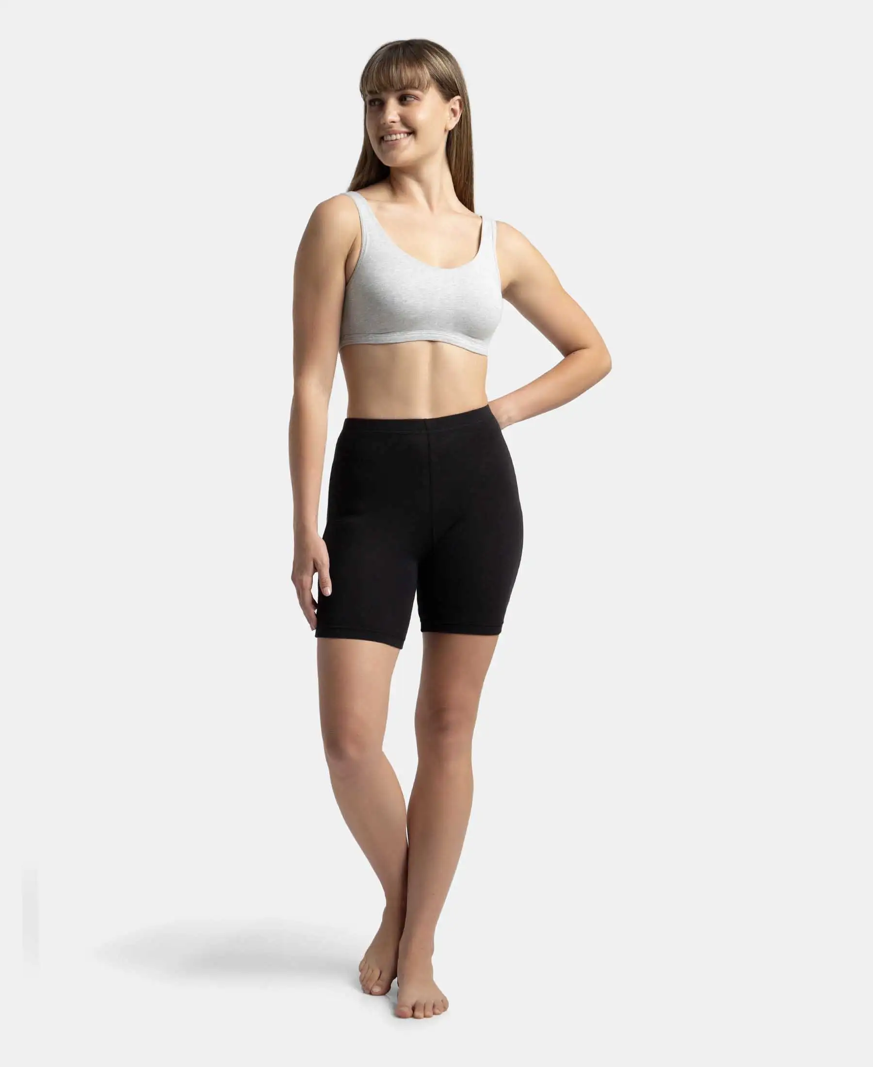 Super Combed Cotton Elastane Stretch Slip On Lounge Bra With StayFresh Treatment - Steel Grey Melange - Image 4