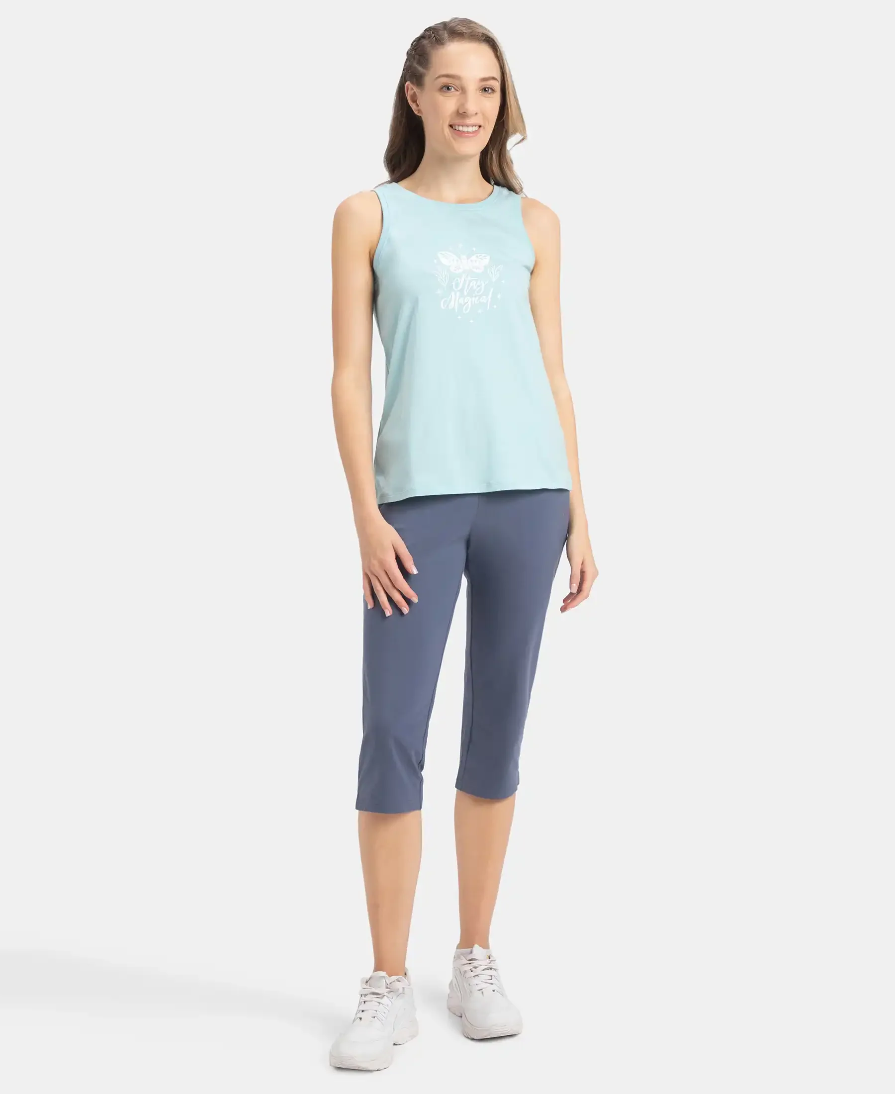 Super Combed Cotton Relaxed Fit Printed Racerback Styled Tank Top - Sea Angel - Image 4