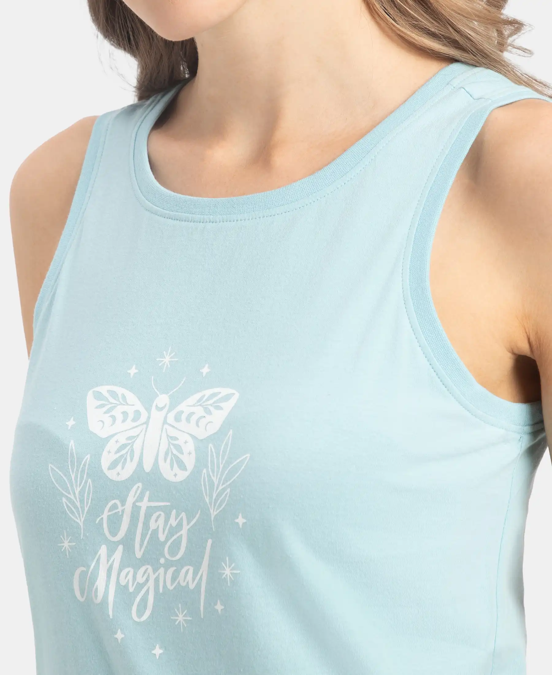 Super Combed Cotton Relaxed Fit Printed Racerback Styled Tank Top - Sea Angel - Image 7