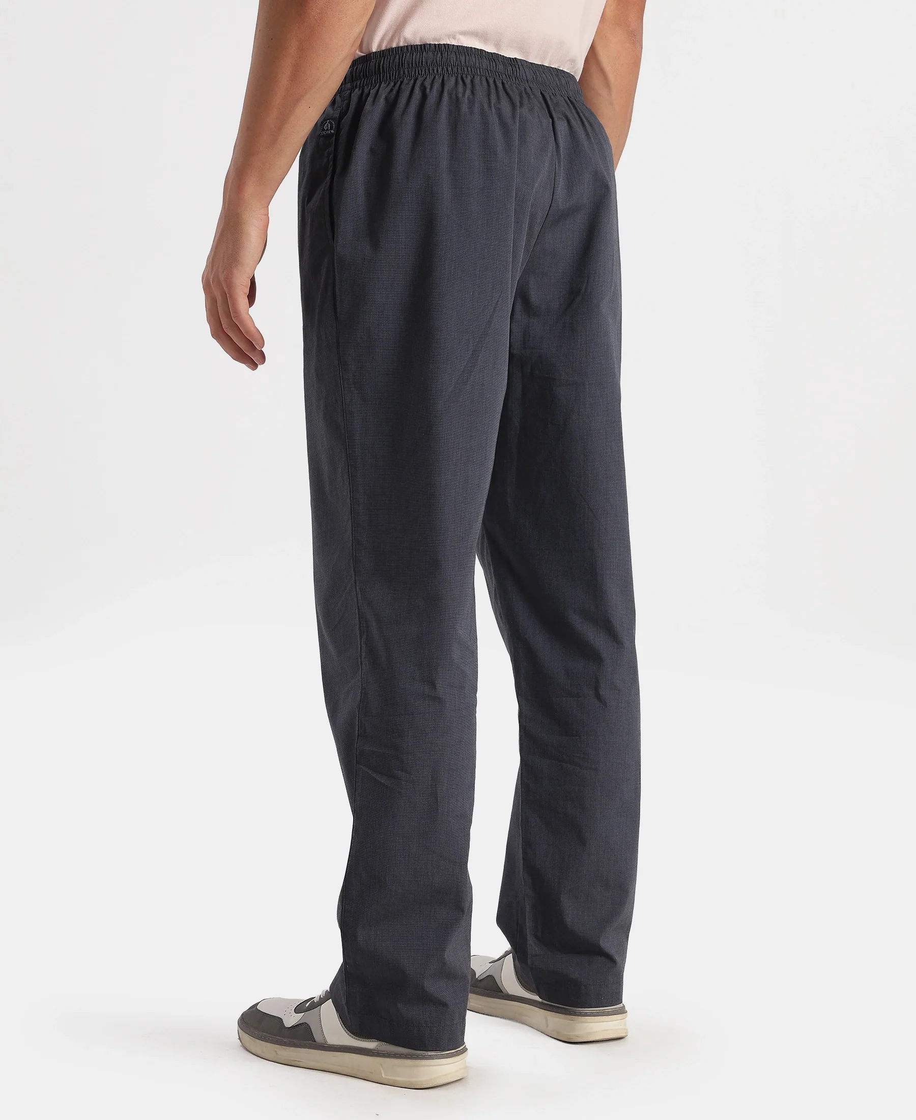 Super Combed Cotton Relaxed Fit Pyjama with Side Pockets - Black Chambray - Image 3