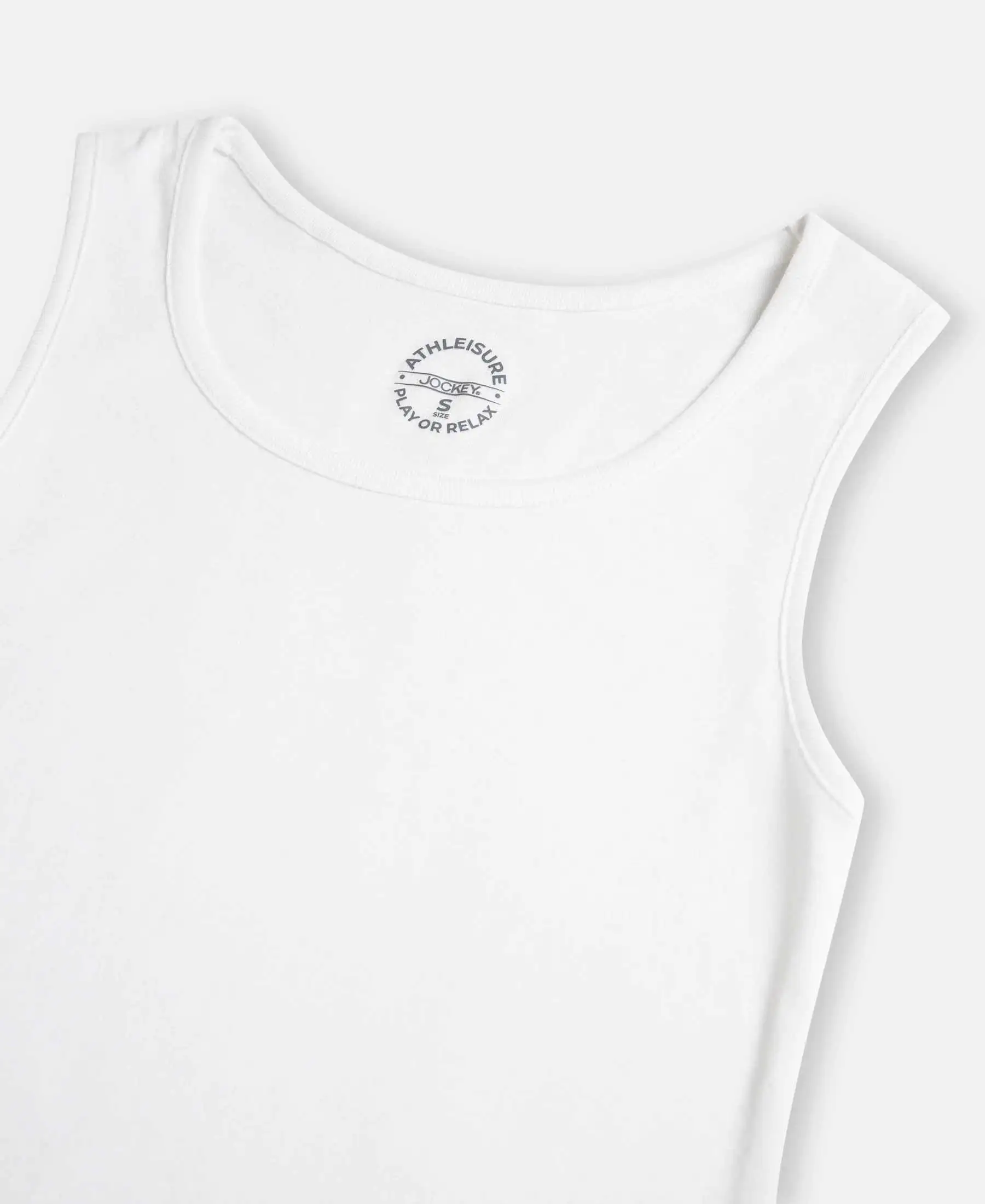Super Combed Cotton Rib Fabric Slim Fit Solid Tank Top - White - Image 10