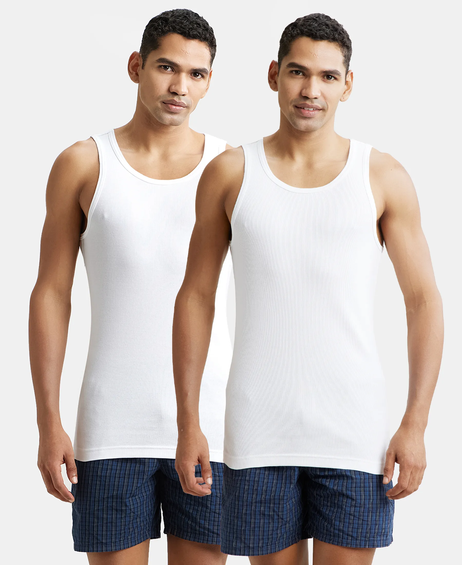 Super Combed Cotton Rib Round Neck Sleeveless Vest with StayFresh Properties - White (Pack of 2) - Image 5