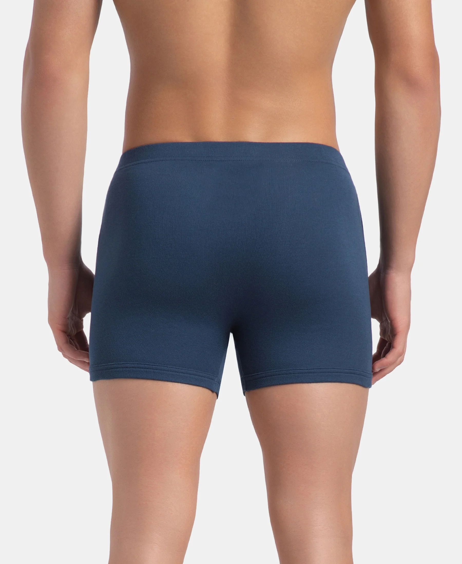 Super Combed Cotton Rib Solid Boxer Brief with Ultrasoft and Durable Waistband - Dark Denim - Image 3