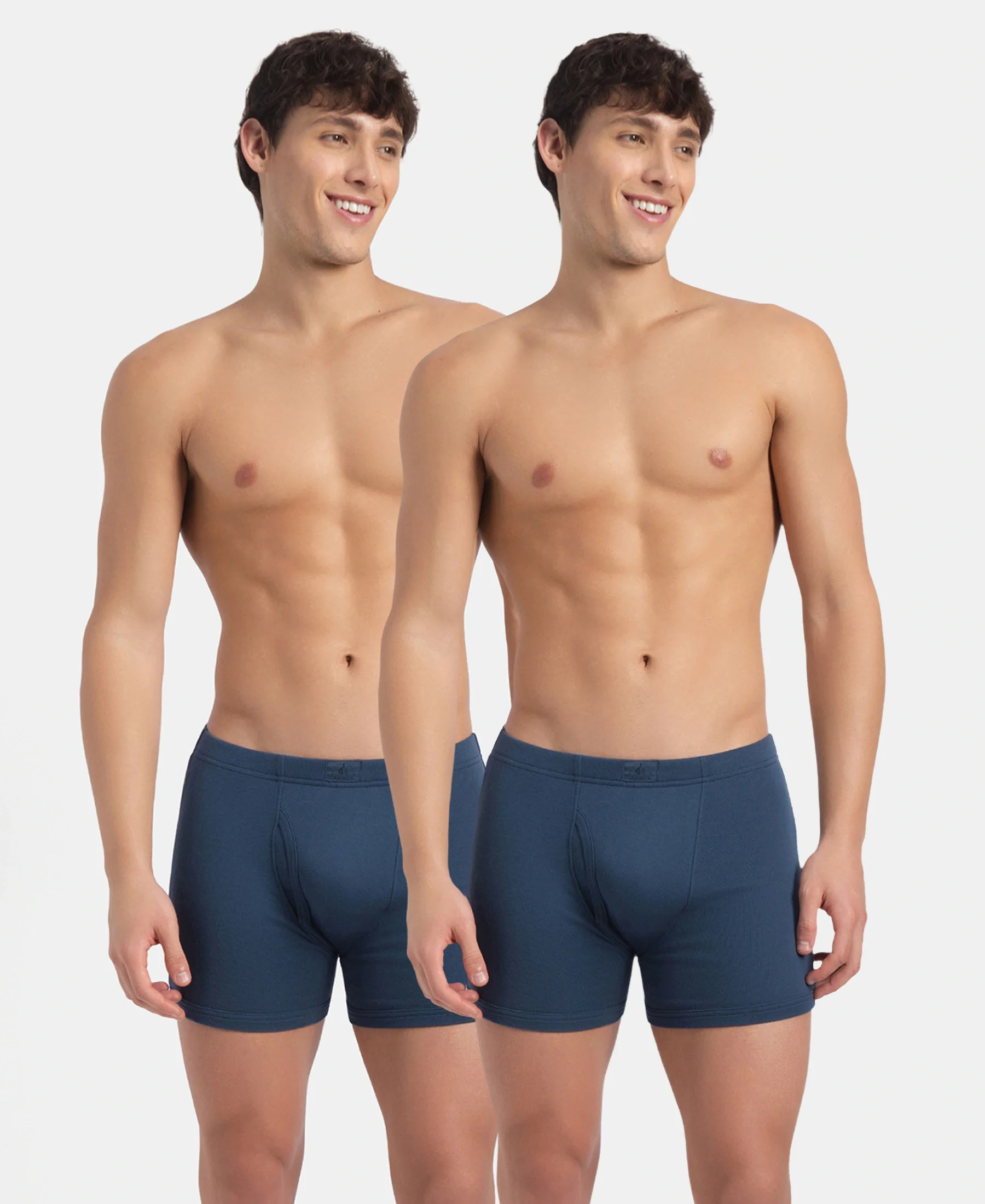Super Combed Cotton Rib Solid Boxer Brief with Ultrasoft and Durable Waistband - Dark Denim (Pack of 2) - Image 5