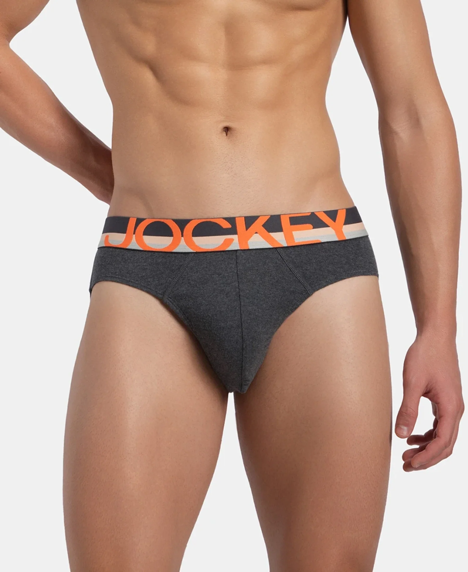 Super Combed Cotton Rib Solid Brief with Ultrasoft Waistband - Charcoal Melange - Image 5