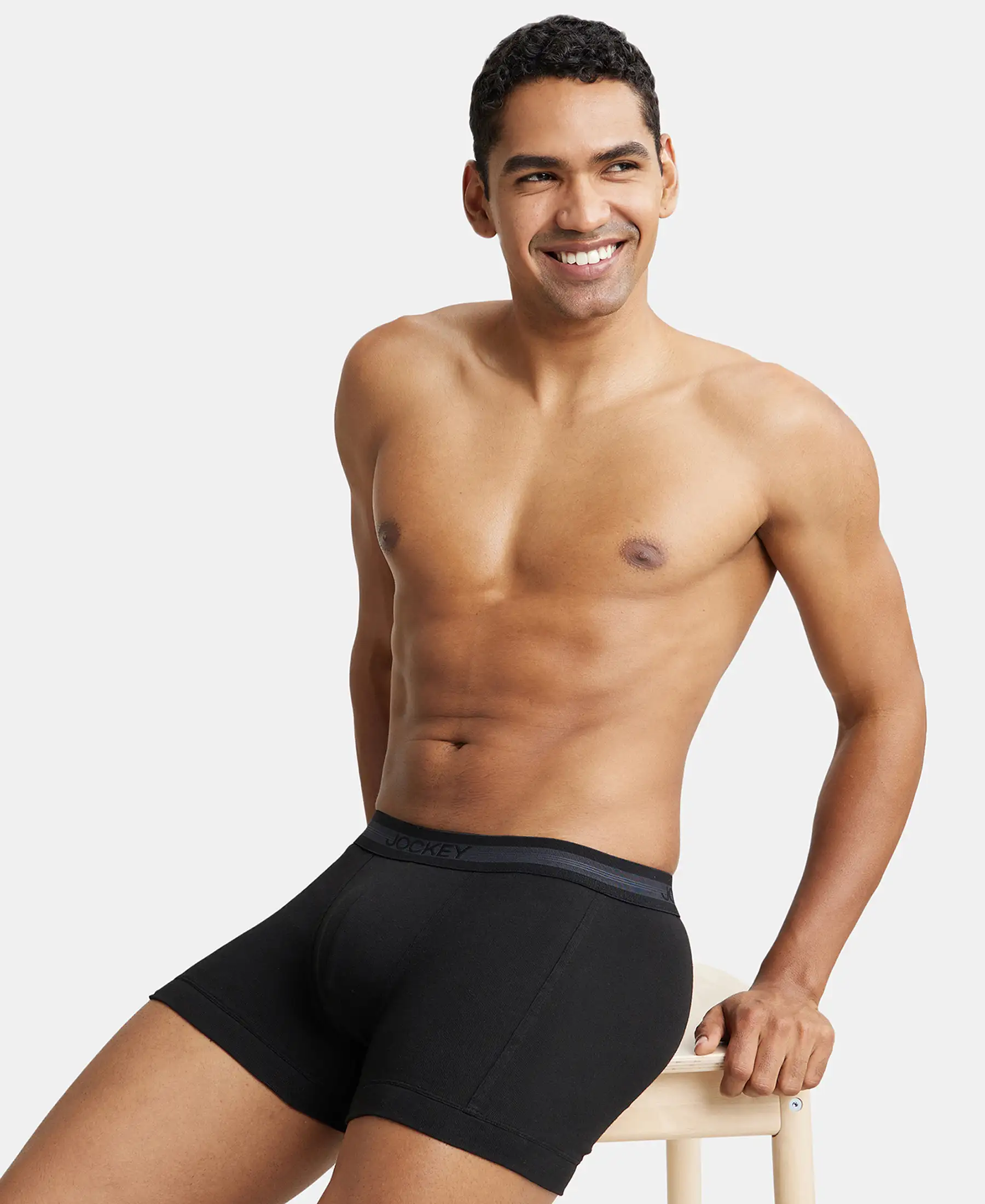 Super Combed Cotton Rib Solid Trunk with StayFresh Treatment - Black - Image 5