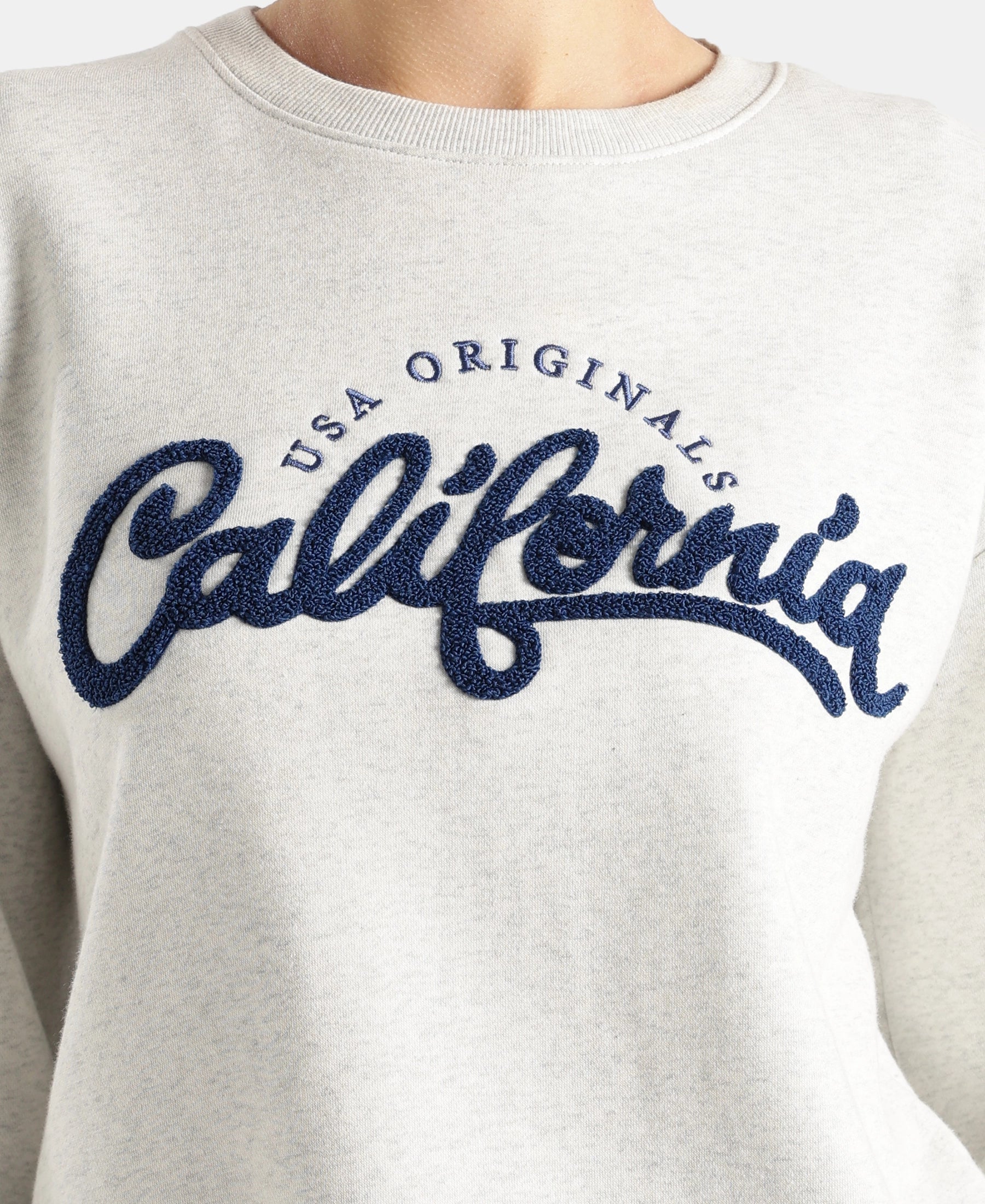 Super Combed Cotton Rich Fleece Fabric Oversized Printed Sweatshirt with StayWarm Tech - Off White Melange - Image 7