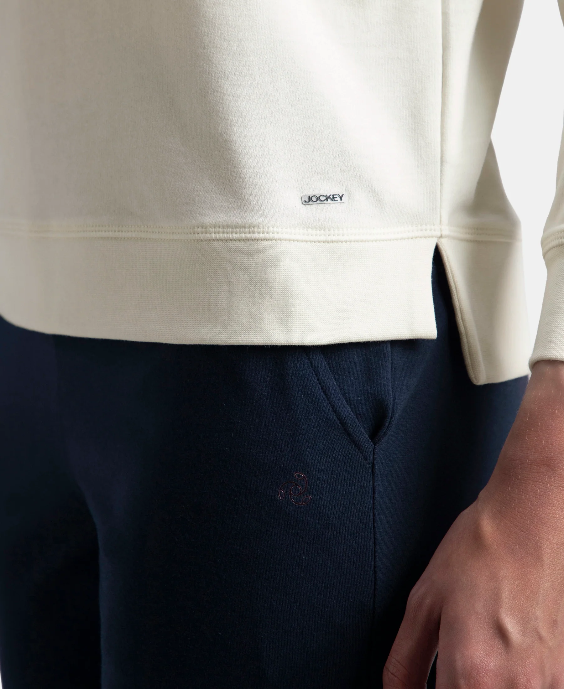 Super Combed Cotton Rich French Terry Fabric Solid Sweatshirt with Raglan Sleeve Styling - Cannoli Cream - Image 8