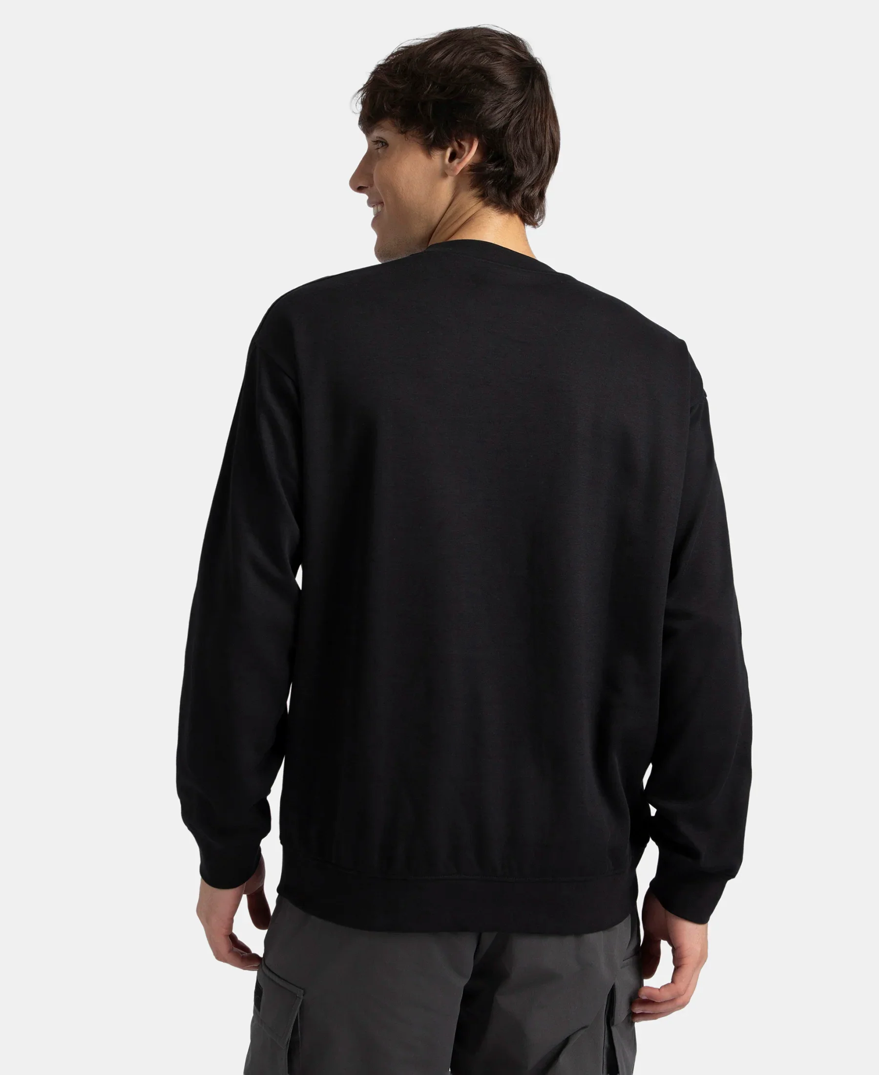 Super Combed Cotton Rich Oversized Graphic Printed Full Sleeve T-Shirt - Black - Image 3